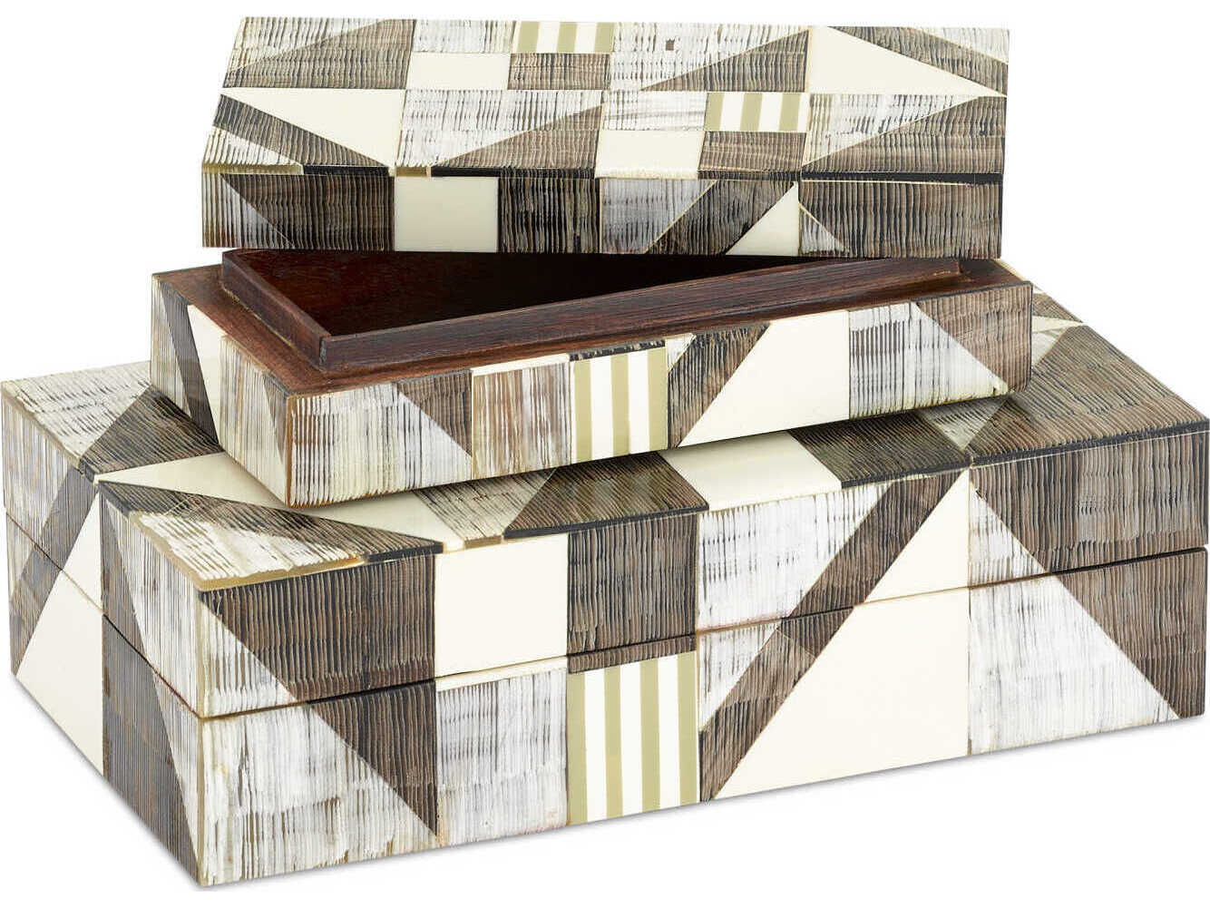 Currey & Company Gray / Natural Modernist Jewelry Box Set of 2