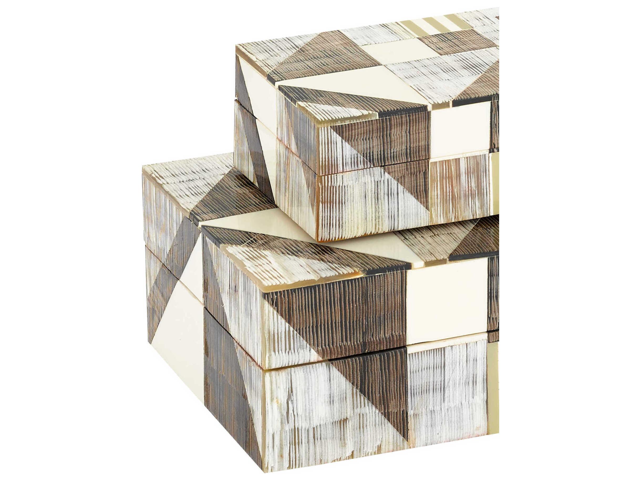 Currey & Company Gray / Natural Modernist Jewelry Box Set of 2