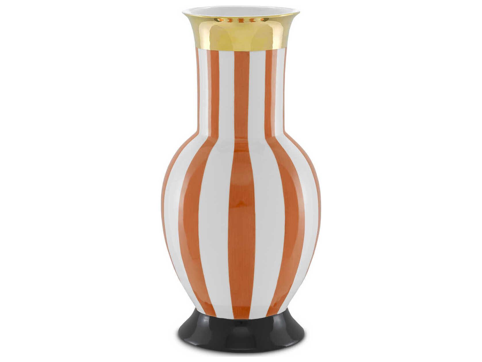 Currey & Company De Luca Coral Stripe Large Vase
