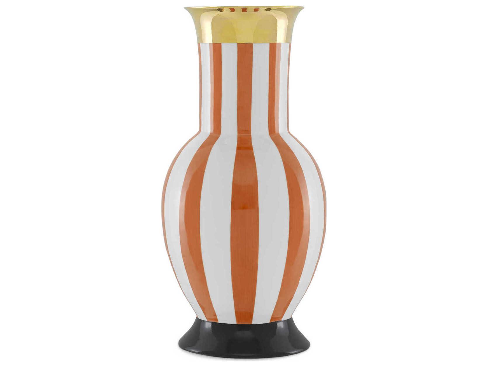 Currey & Company De Luca Coral Stripe Large Vase
