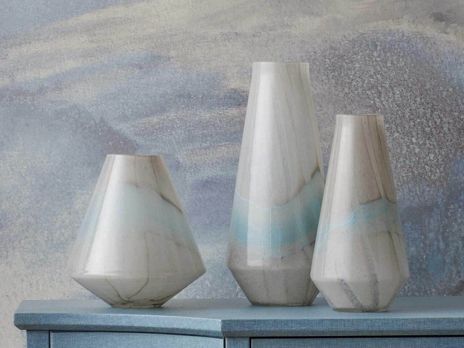 Currey & Company Floating Cloud Light Gray / White Vase Set of 3
