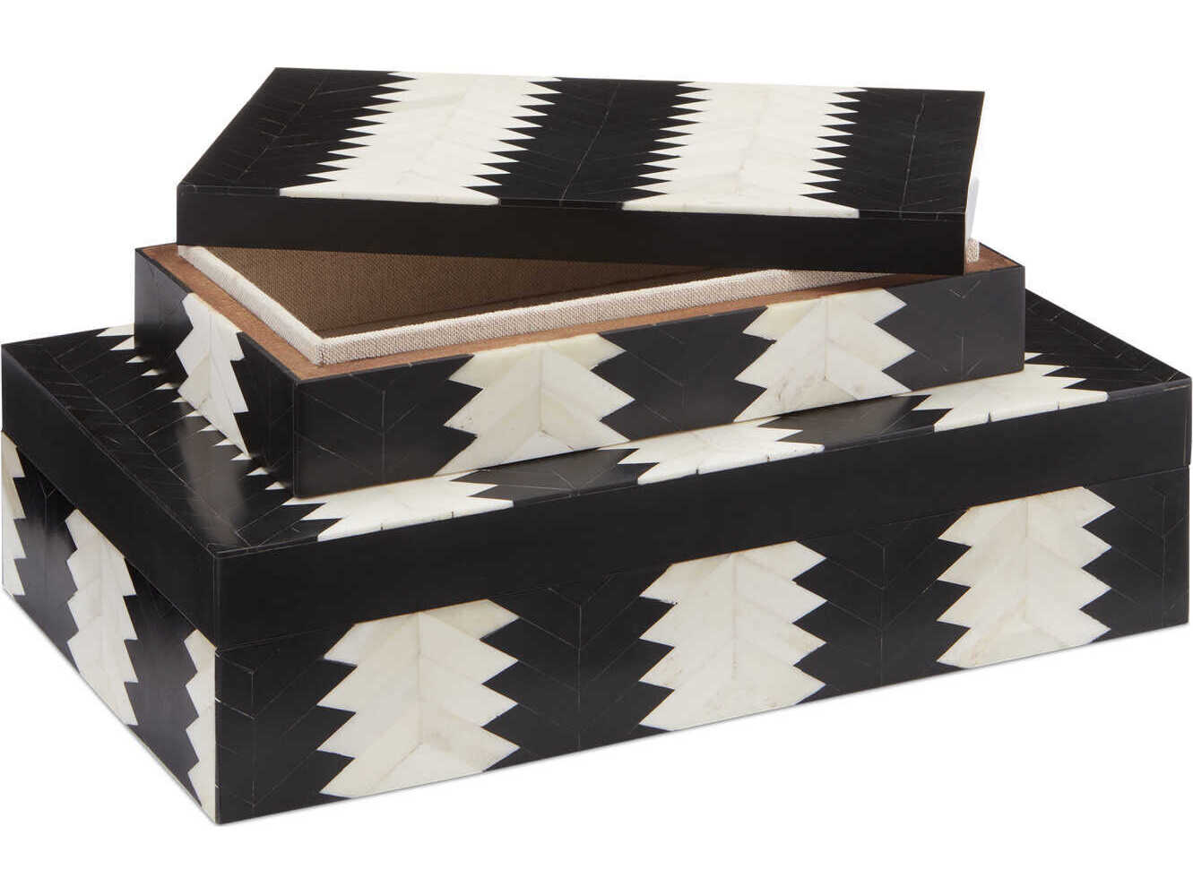 Currey & Company Arrow Black / White / Natural Box Set of 2