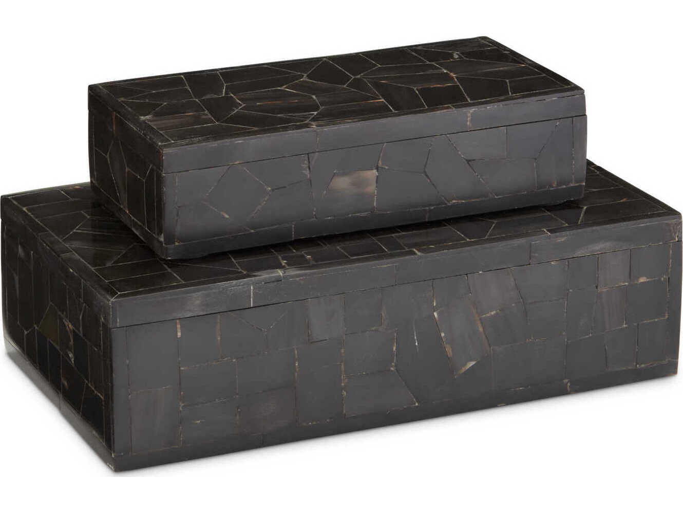 Currey & Company Bone Mosaic Black Box Set of 2