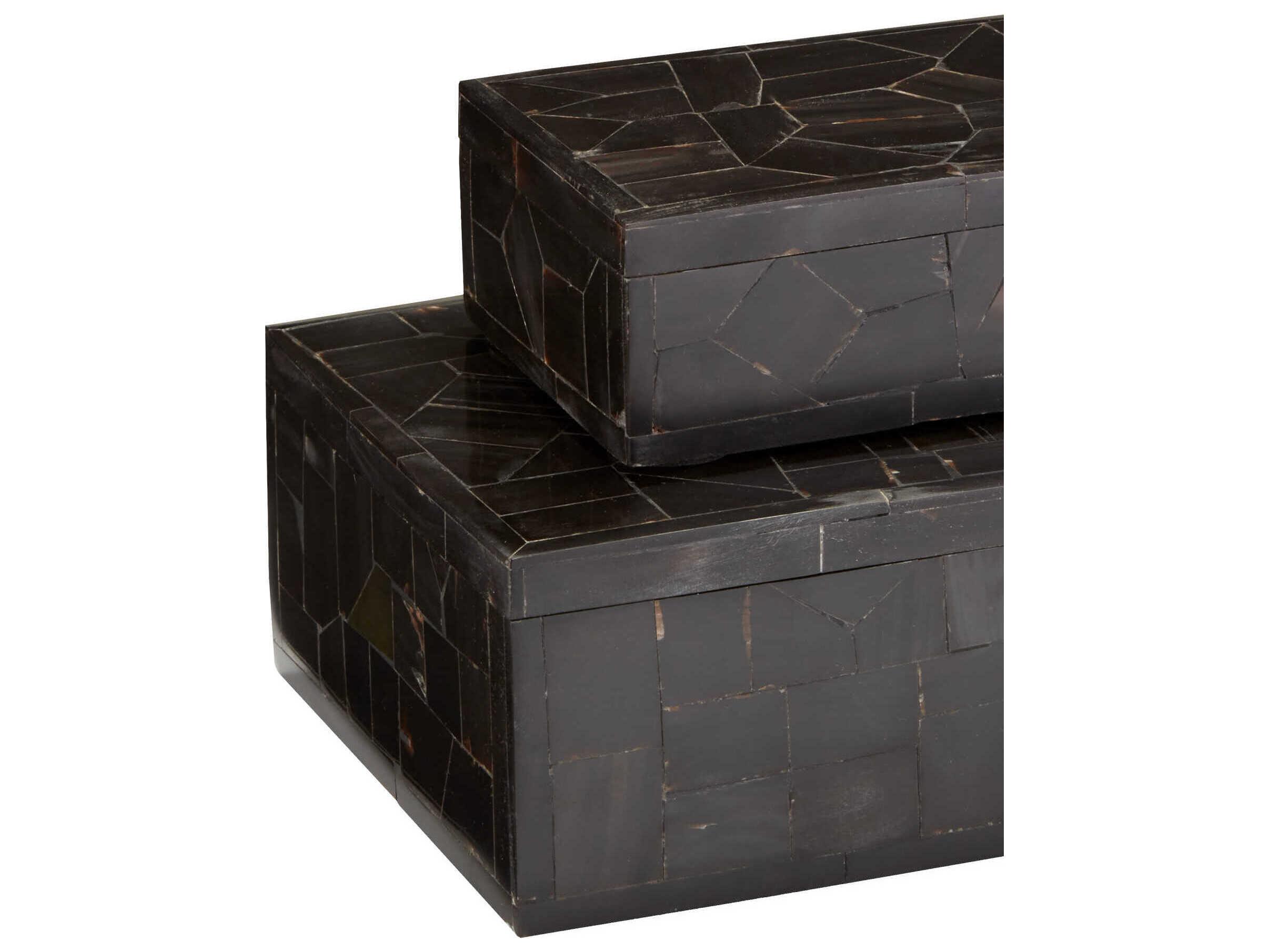 Currey & Company Bone Mosaic Black Box Set of 2