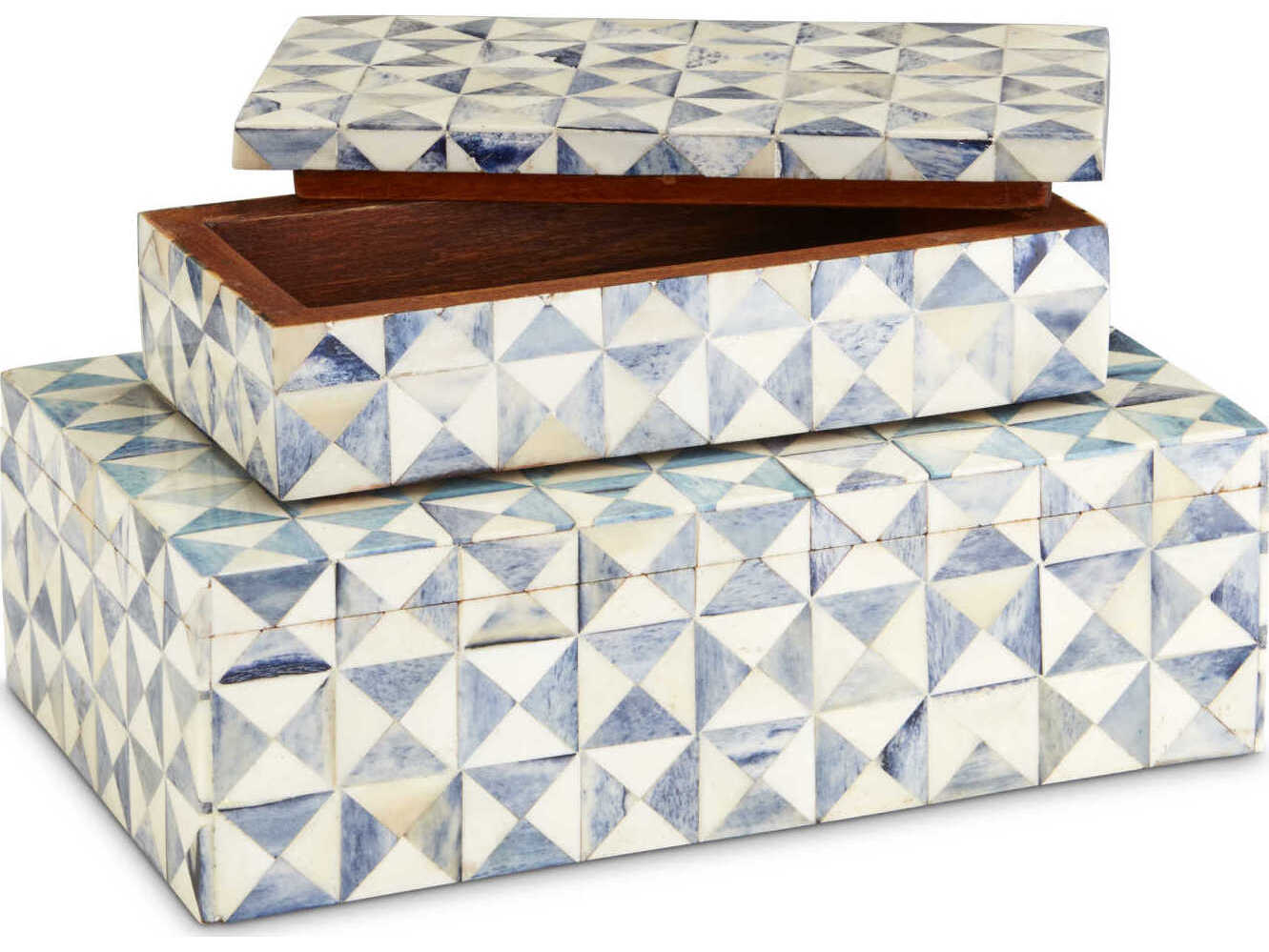 Currey & Company Sky Blue / White Box Set of 2