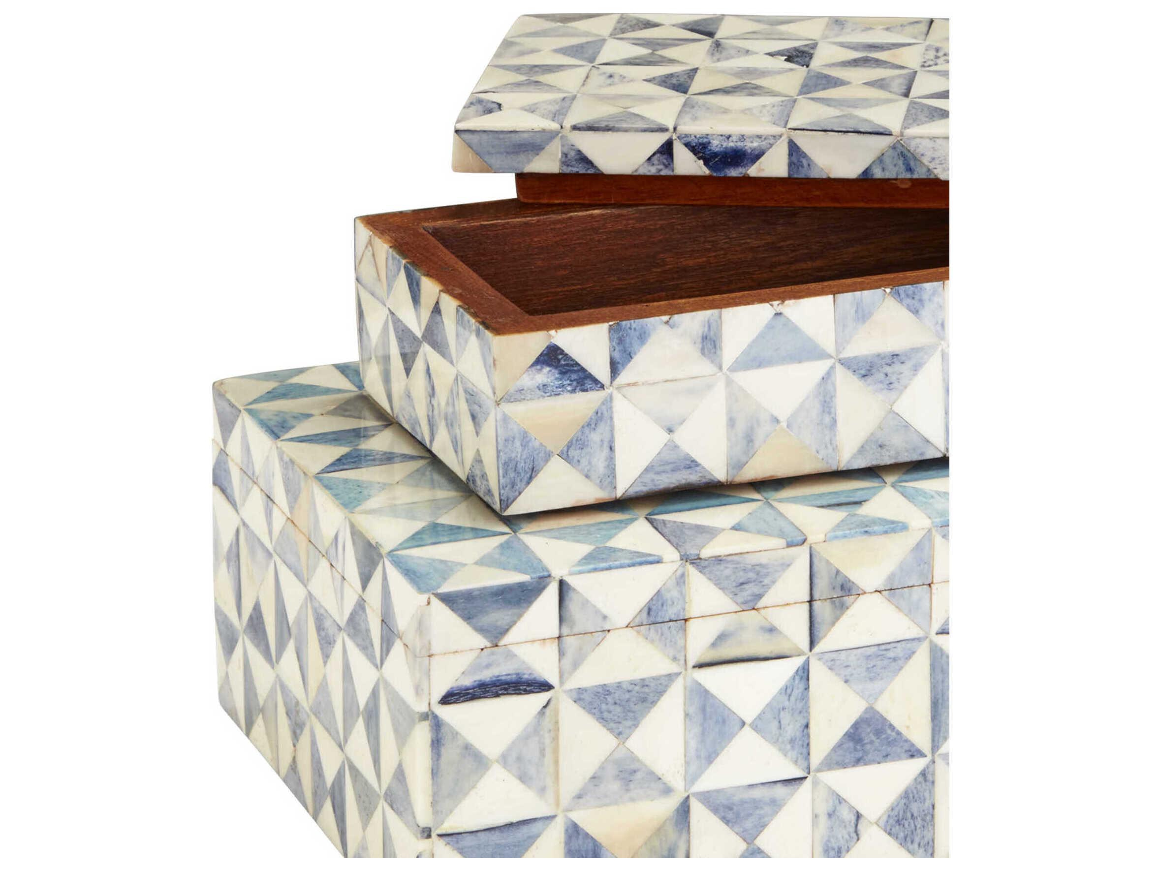 Currey & Company Sky Blue / White Box Set of 2