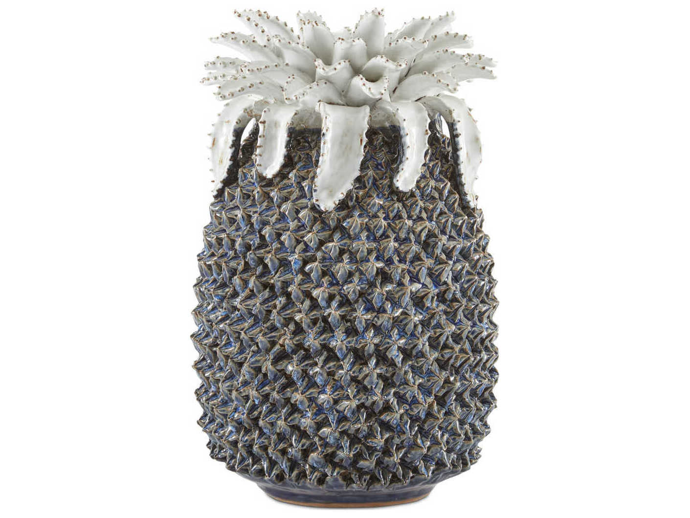 Currey & Company Blue / White Waikiki Pineapple Sculpture