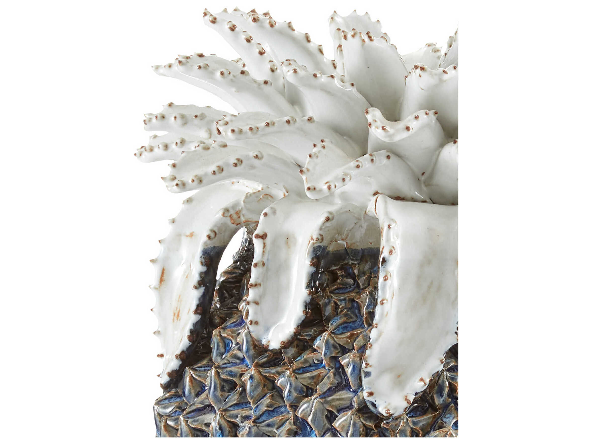 Currey & Company Blue / White Waikiki Pineapple Sculpture