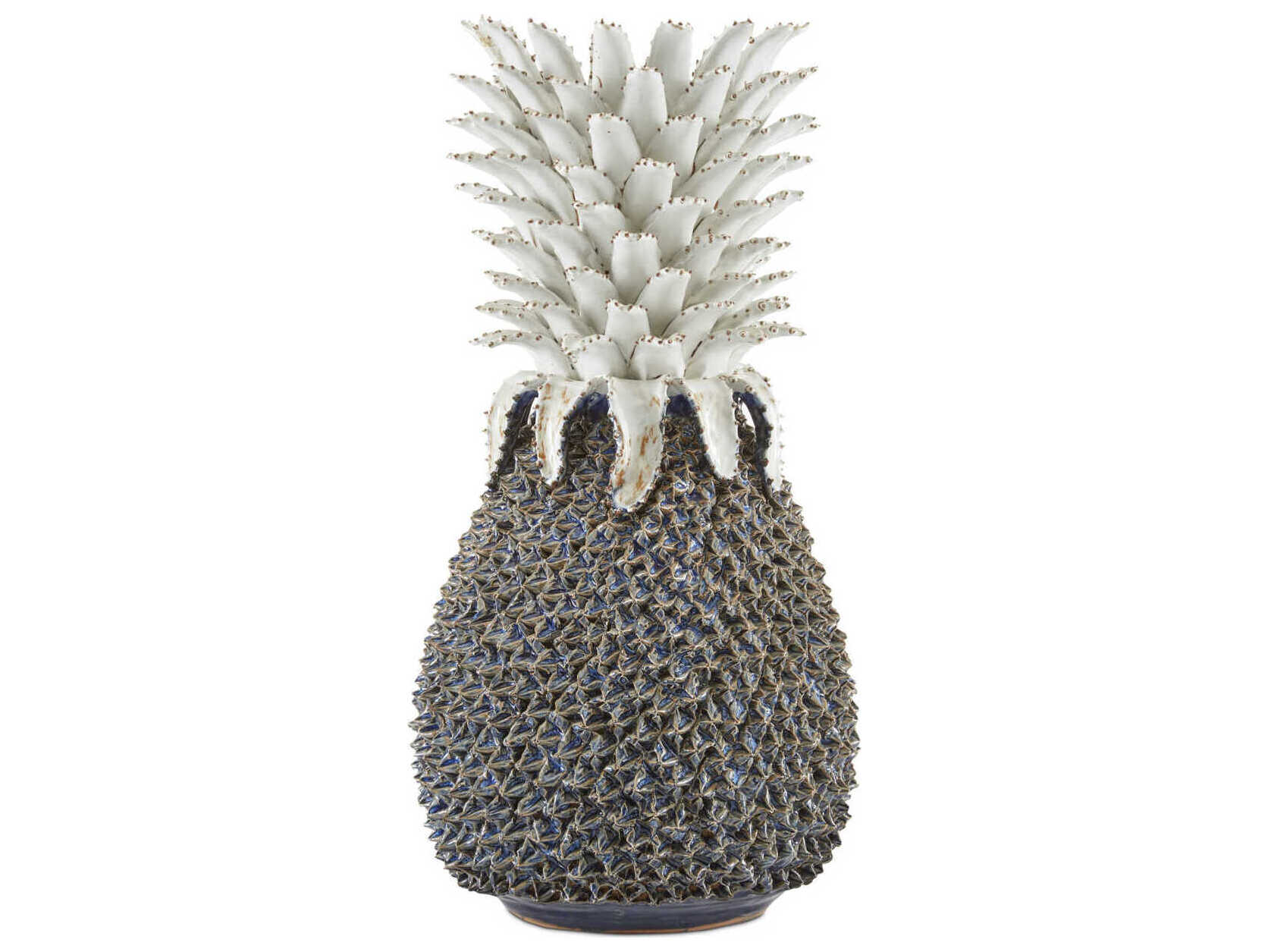 Currey & Company Blue / White Waikiki Pineapple Sculpture