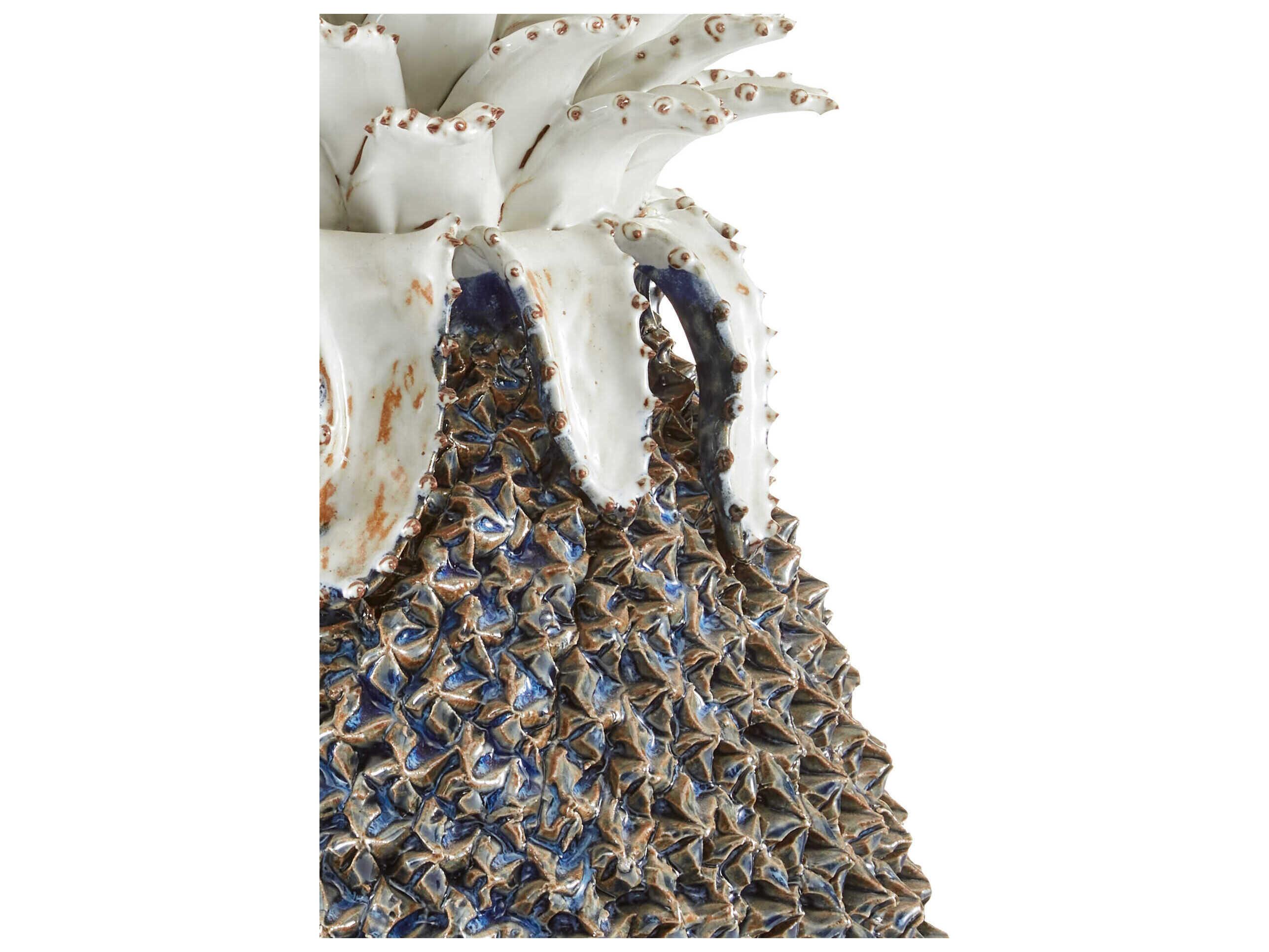 Currey & Company Blue / White Waikiki Pineapple Sculpture