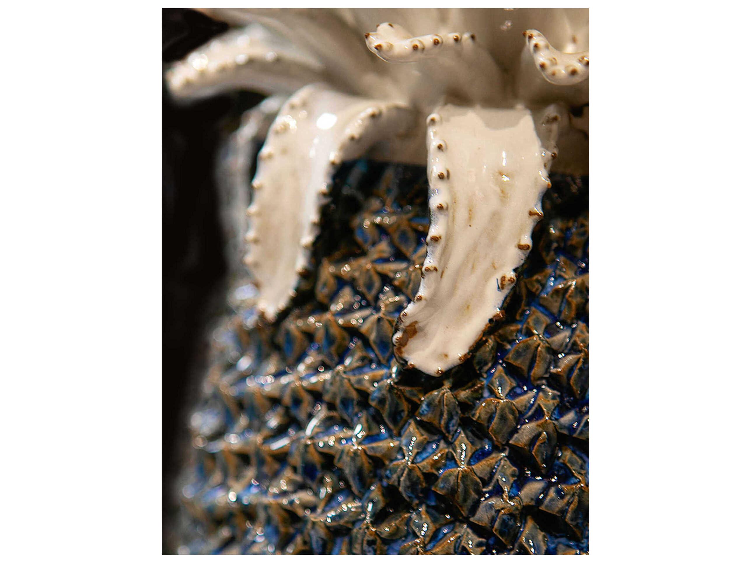 Currey & Company Blue / White Waikiki Pineapple Sculpture