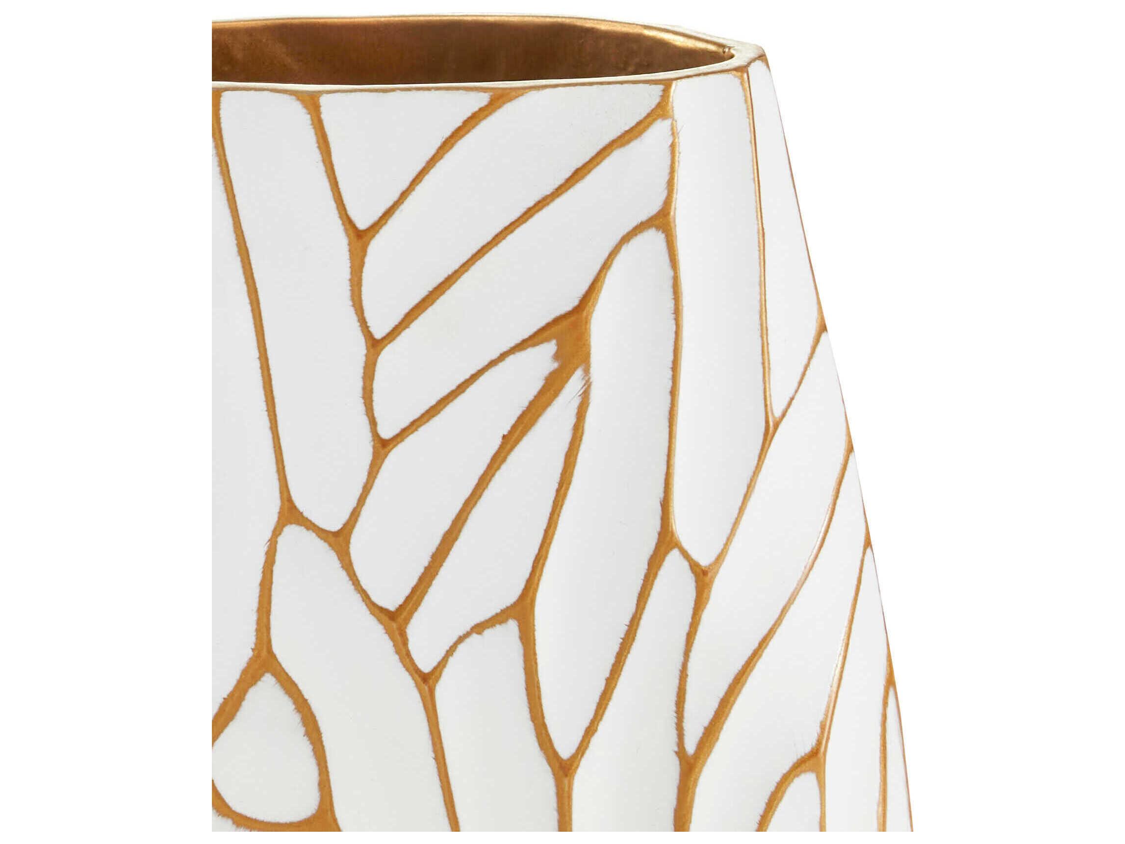 Currey & Company Anika White / Gold Vase Set of 2