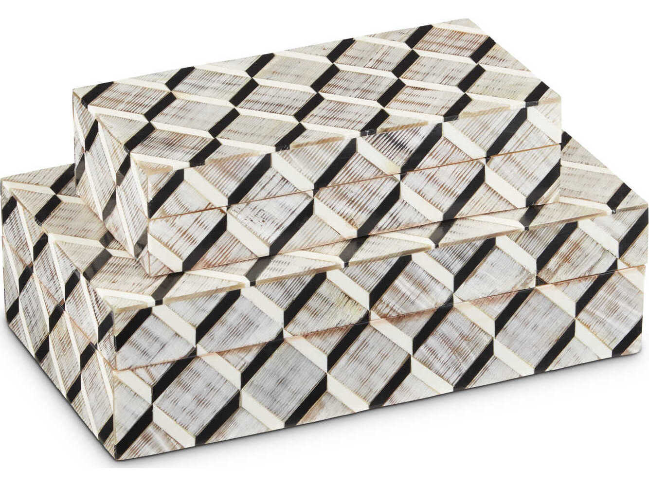 Currey & Company Derian Black / White / Natural Box Set of 2