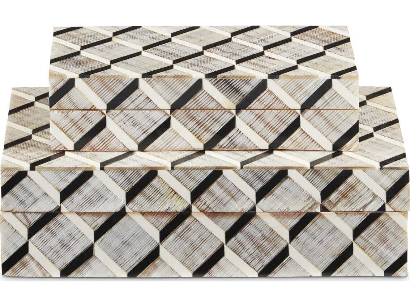 Currey & Company Derian Black / White / Natural Box Set of 2