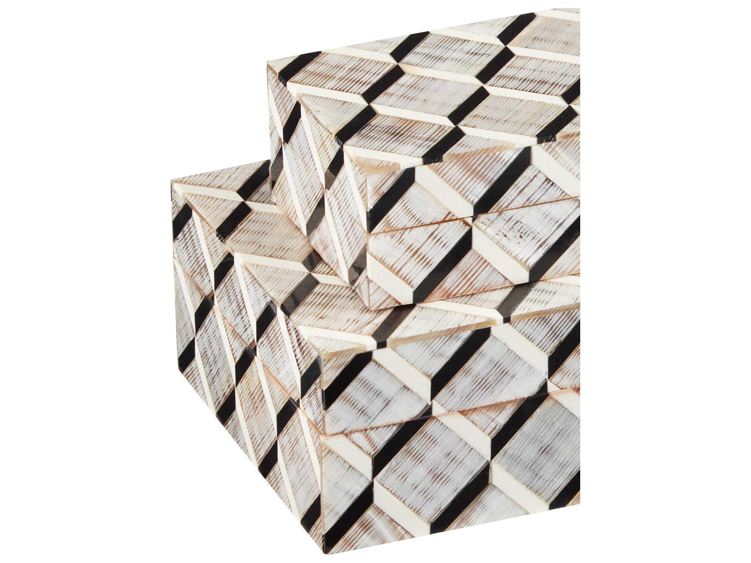 Currey & Company Derian Black / White / Natural Box Set of 2