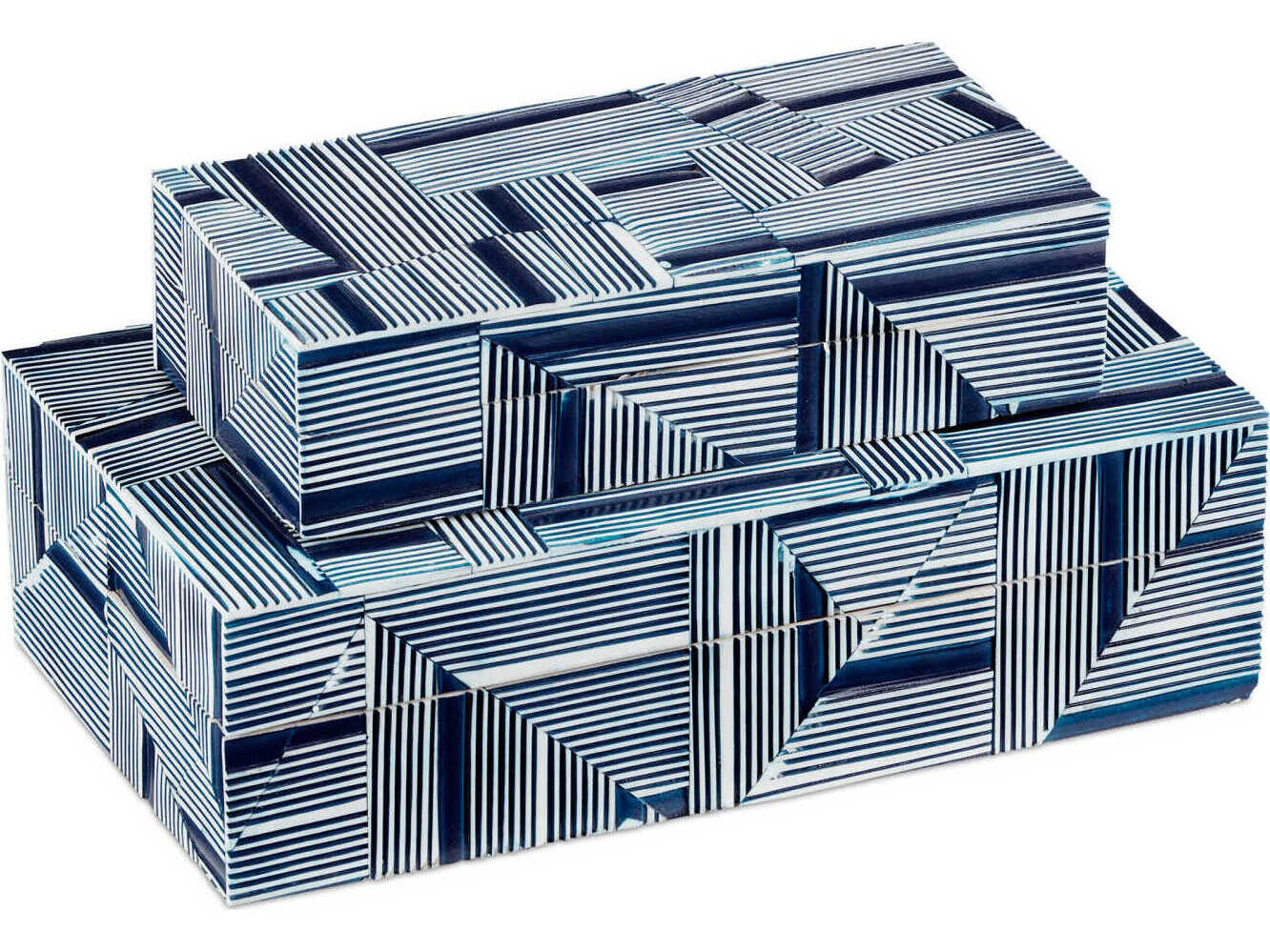 Currey & Company Cade Blue / White Box Set of 2