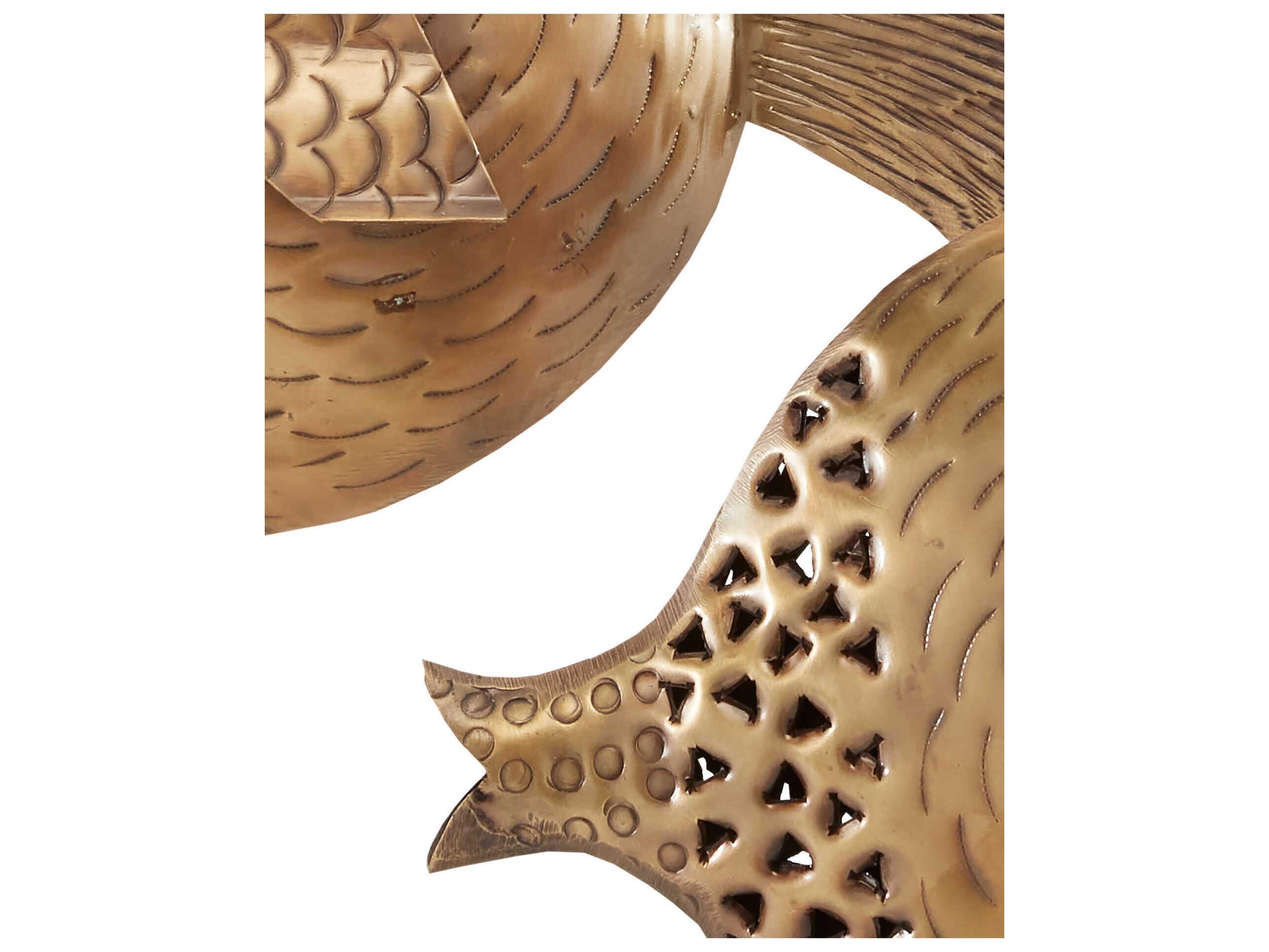 Currey & Company Antique Brass / White Cici Brass Fish Sculpture Set of 2