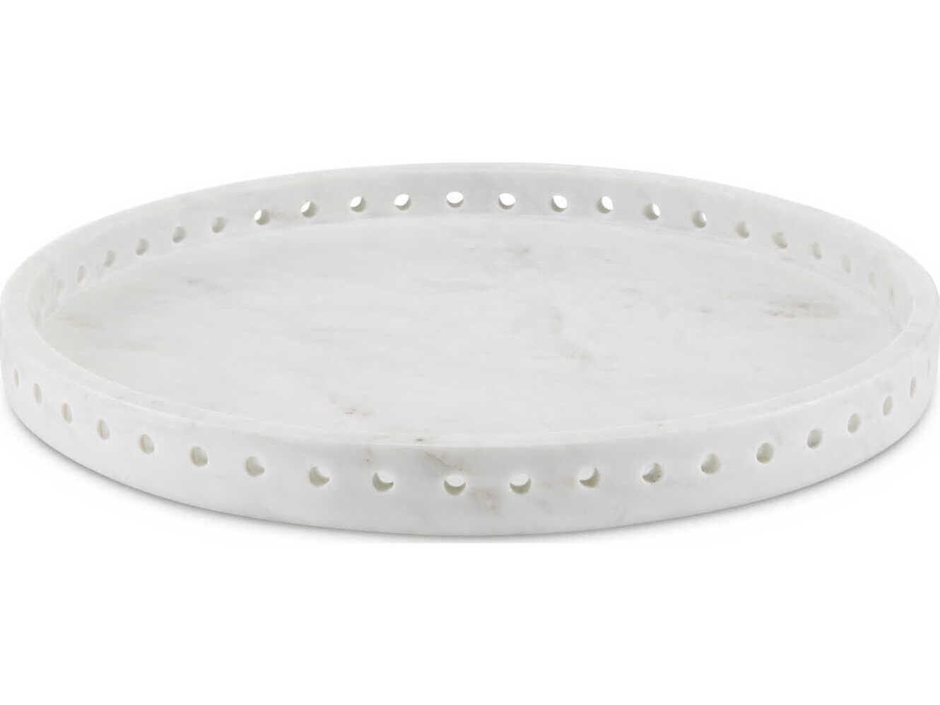 Currey & Company Freya White Serving 16" Tray