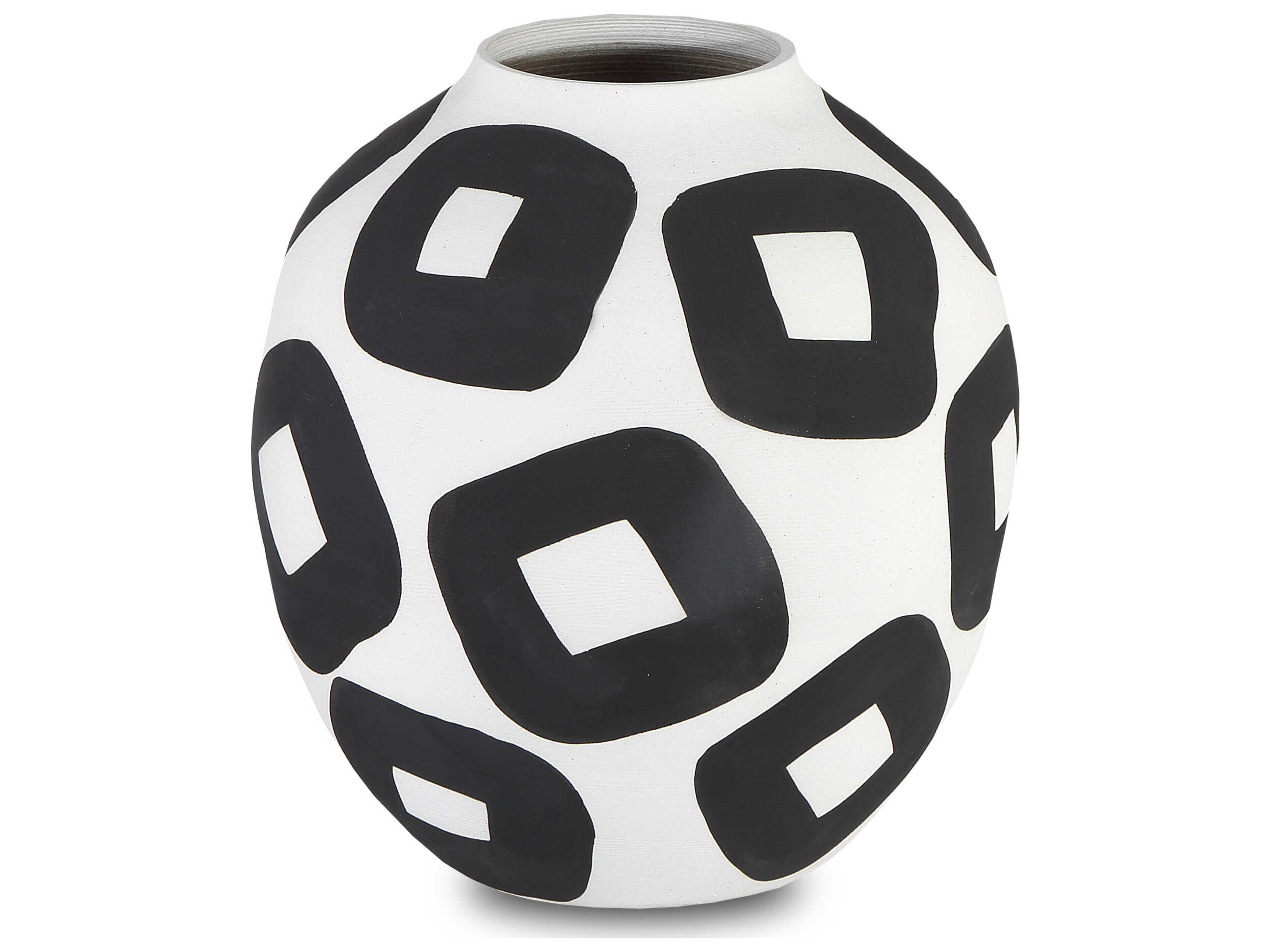 Currey & Company White / Black 10" High Pagliacci Vase