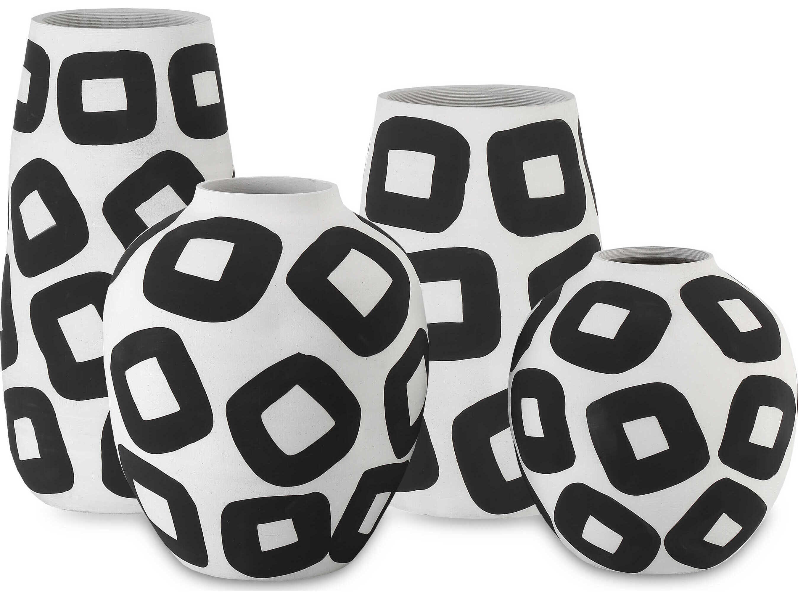 Currey & Company White / Black 10" High Pagliacci Vase