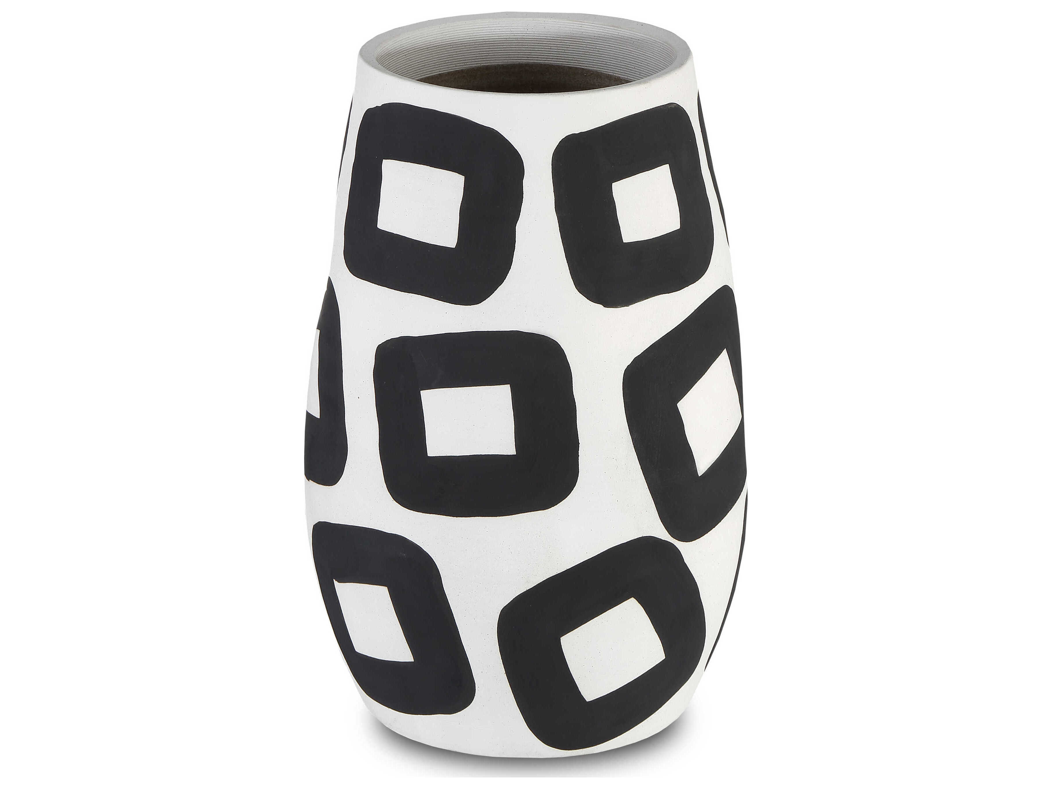 Currey & Company White / Black 14" High Pagliacci Vase