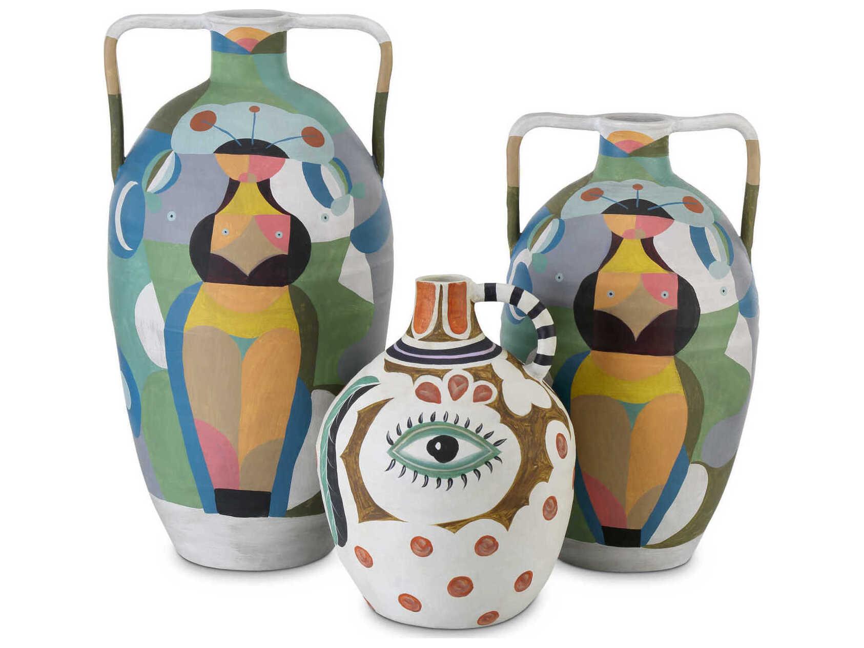 Currey & Company Multicolor Hamsa Demijohn Vase