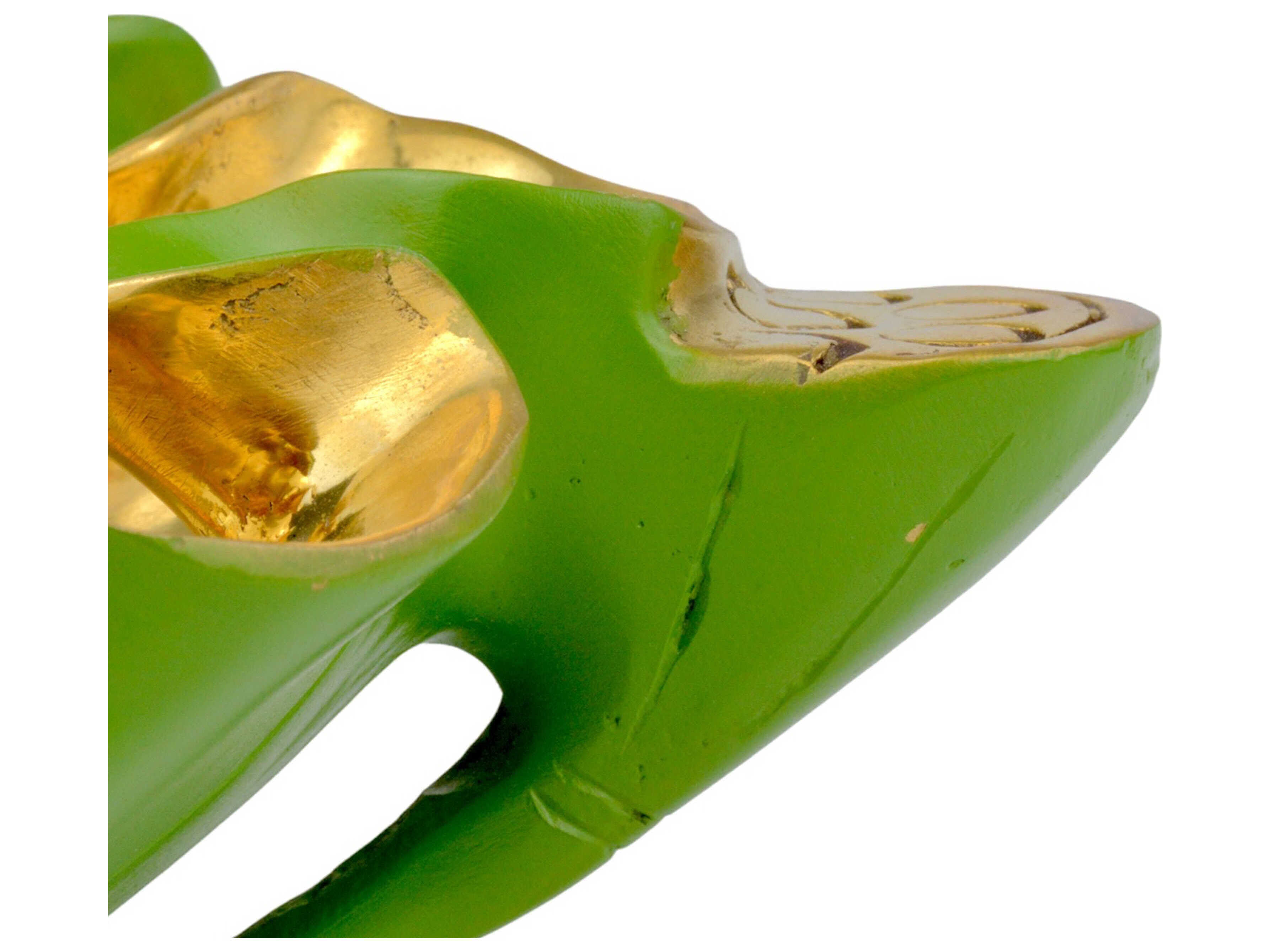 Currey & Company Green / Polished Gold Wrapped Lotus Leaf Bowl