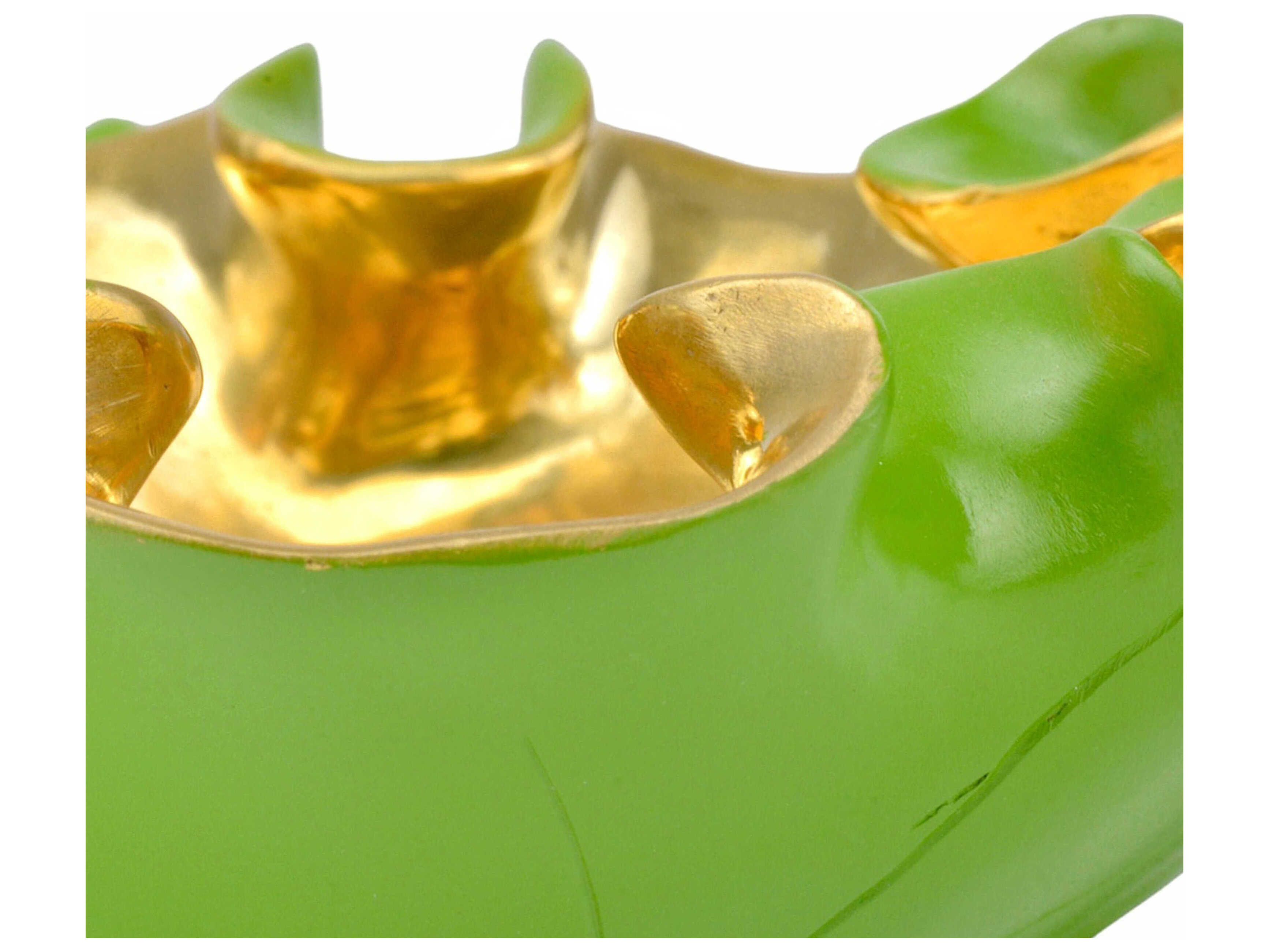 Currey & Company Green / Polished Gold Wrapped Lotus Leaf Bowl