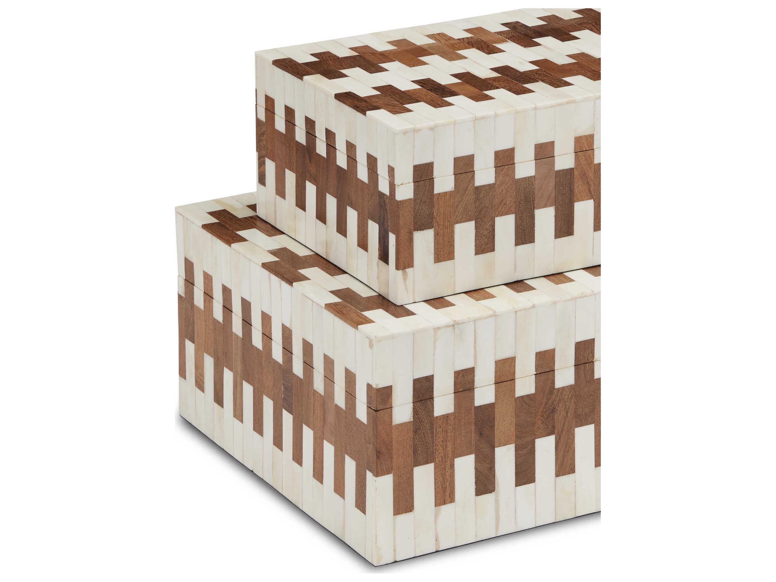 Currey & Company White / Natural Tia Box Set of 2