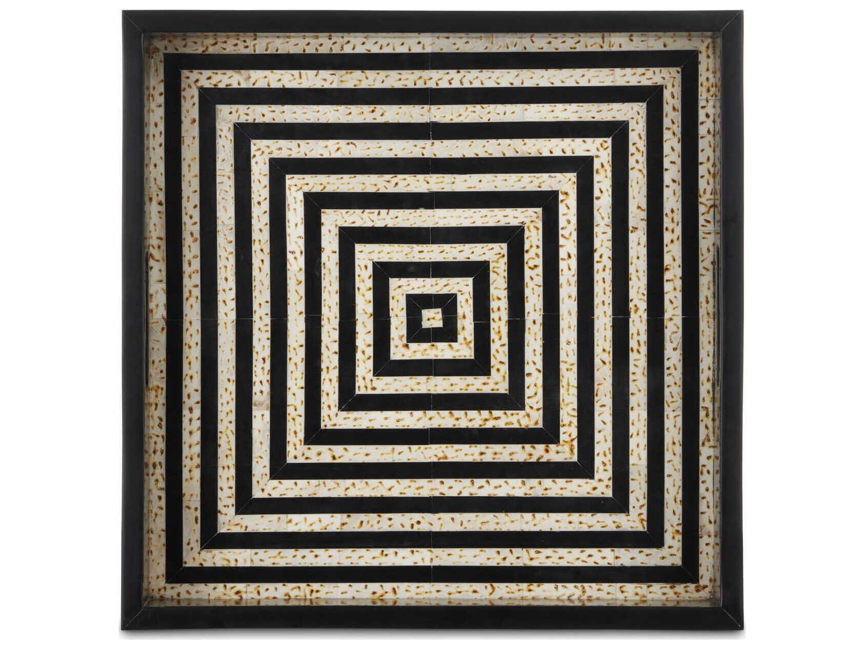 Currey & Company Taurus Black / White Taurus Tray Set of 2