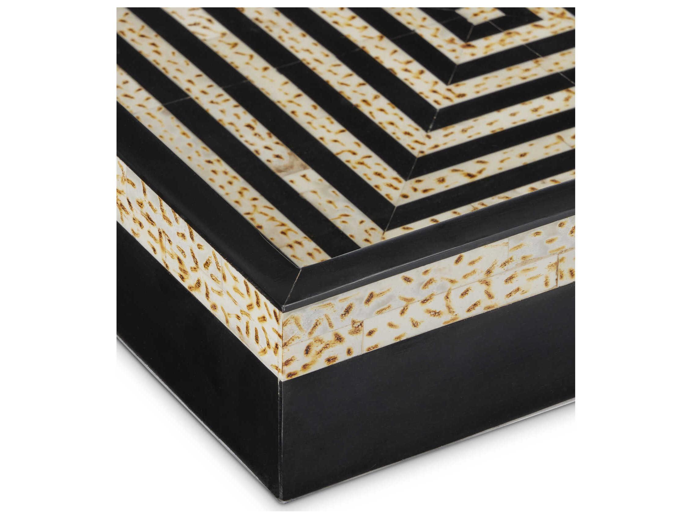 Currey & Company Taurus Black / White Taurus Tray Set of 2