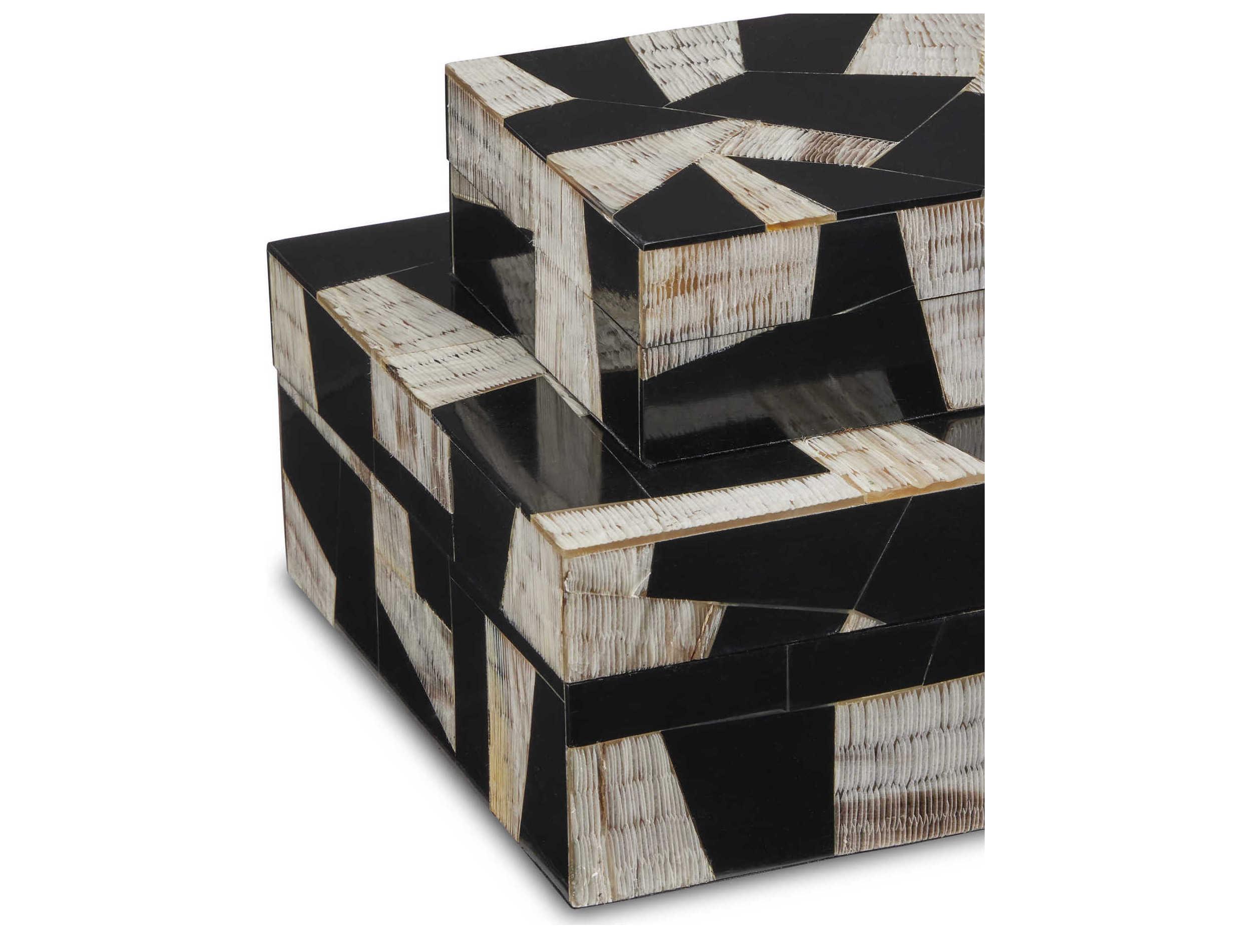 Currey & Company Natural / Black / Linen Bindu Box Set of 2