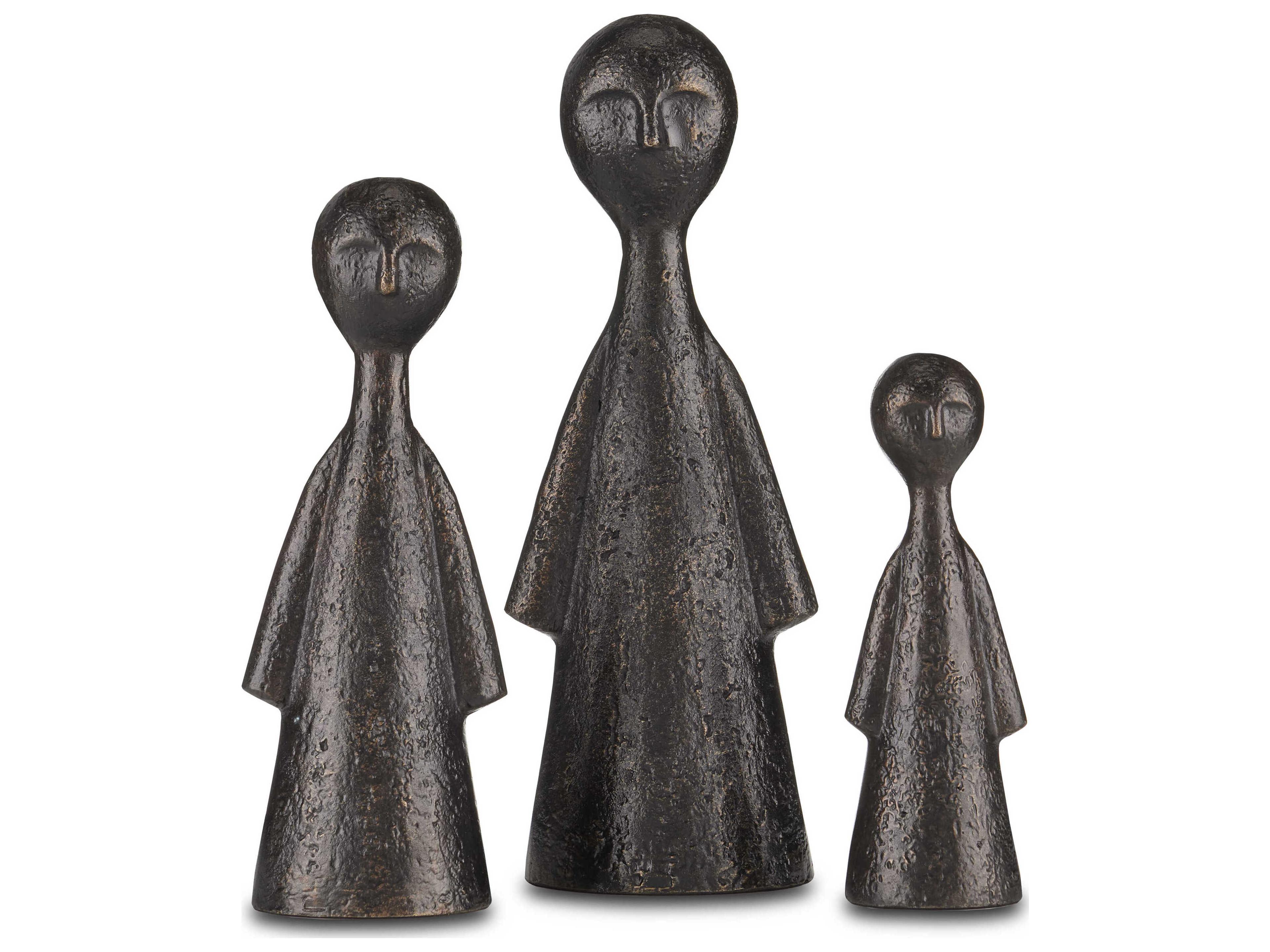 Currey & Company Bronze Ganav Figure Sculpture Set of 3