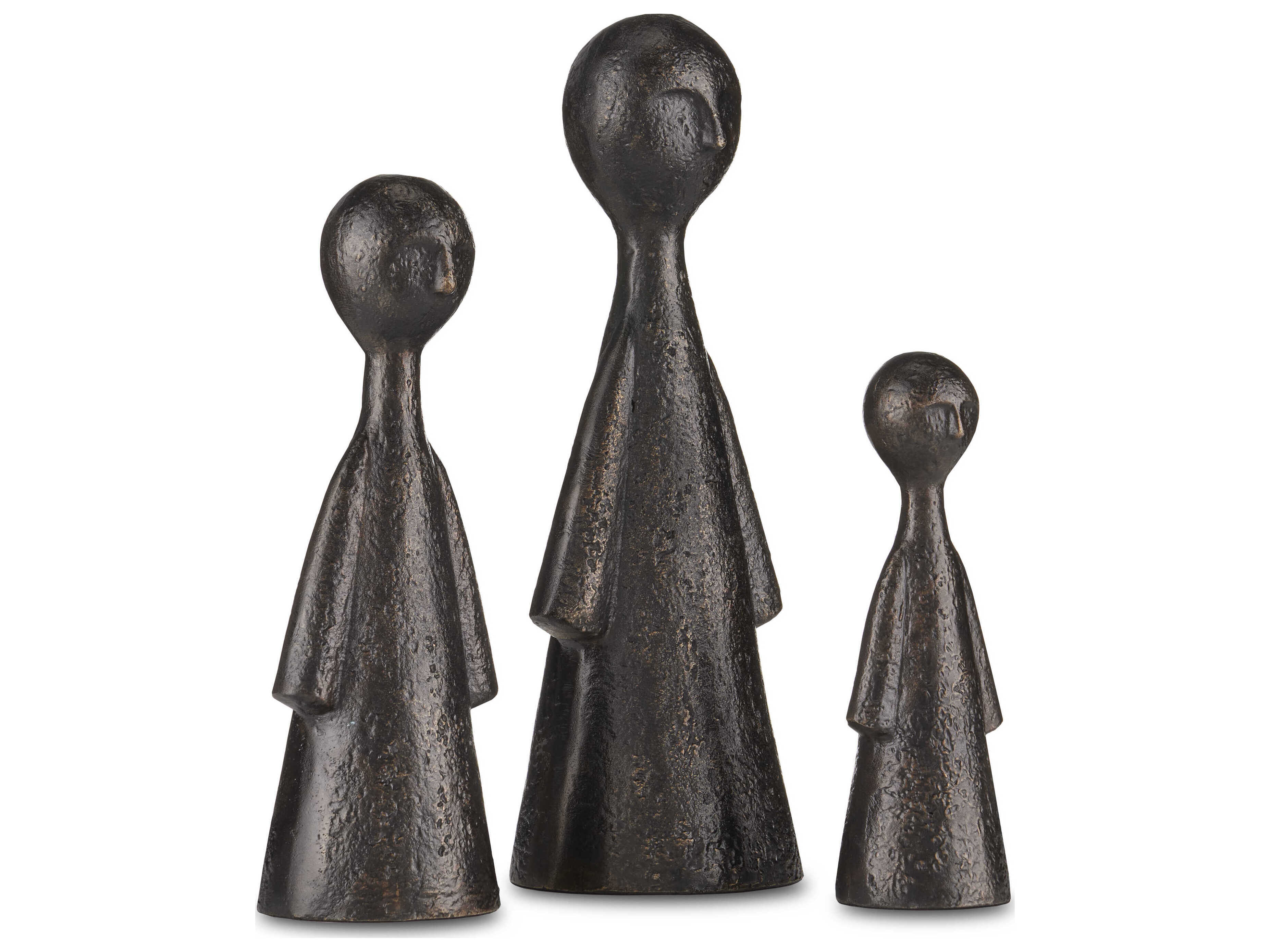Currey & Company Bronze Ganav Figure Sculpture Set of 3