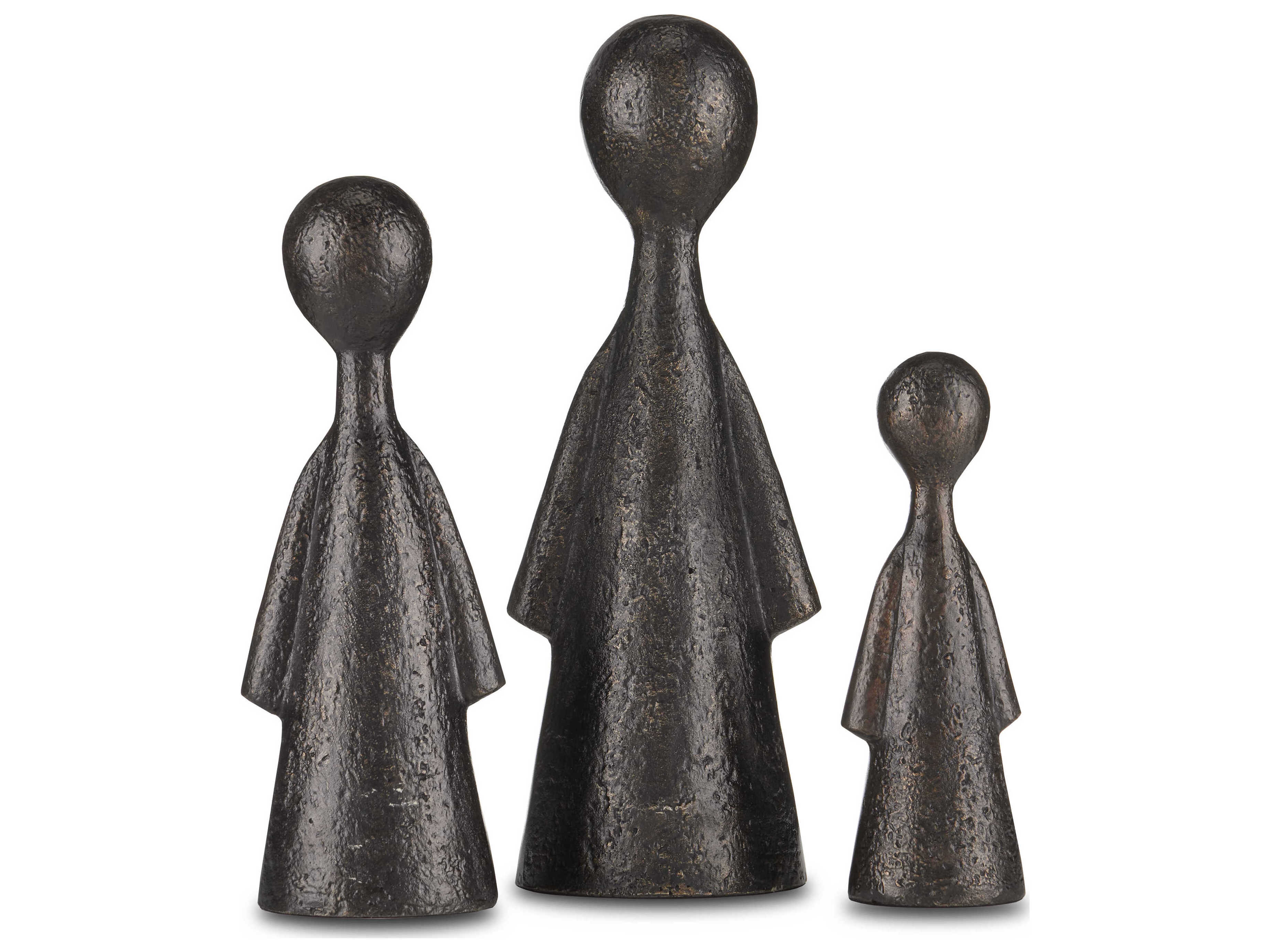 Currey & Company Bronze Ganav Figure Sculpture Set of 3