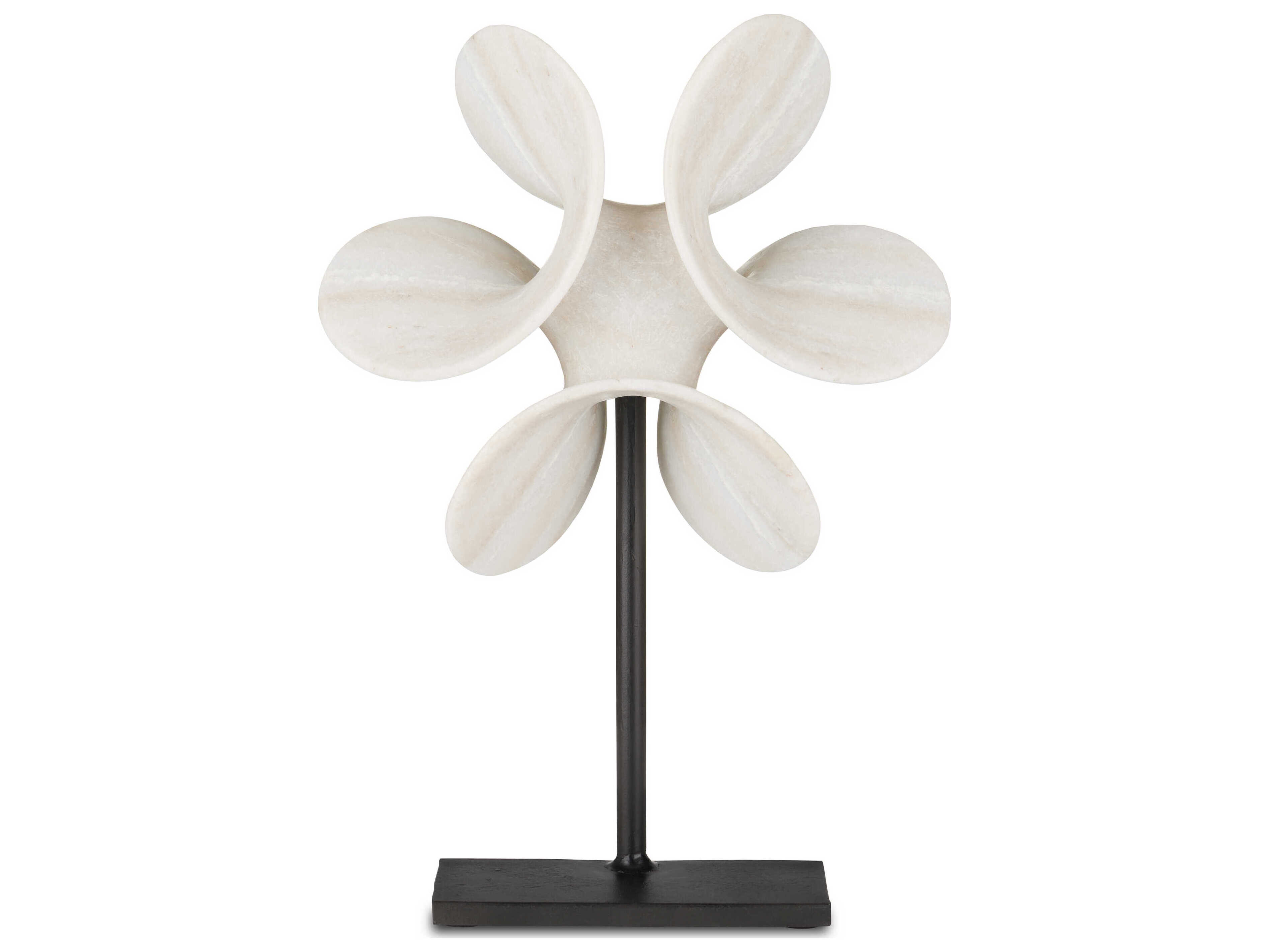 Currey & Company Natural / Black 19" High Helice Marble Ring Sculpture