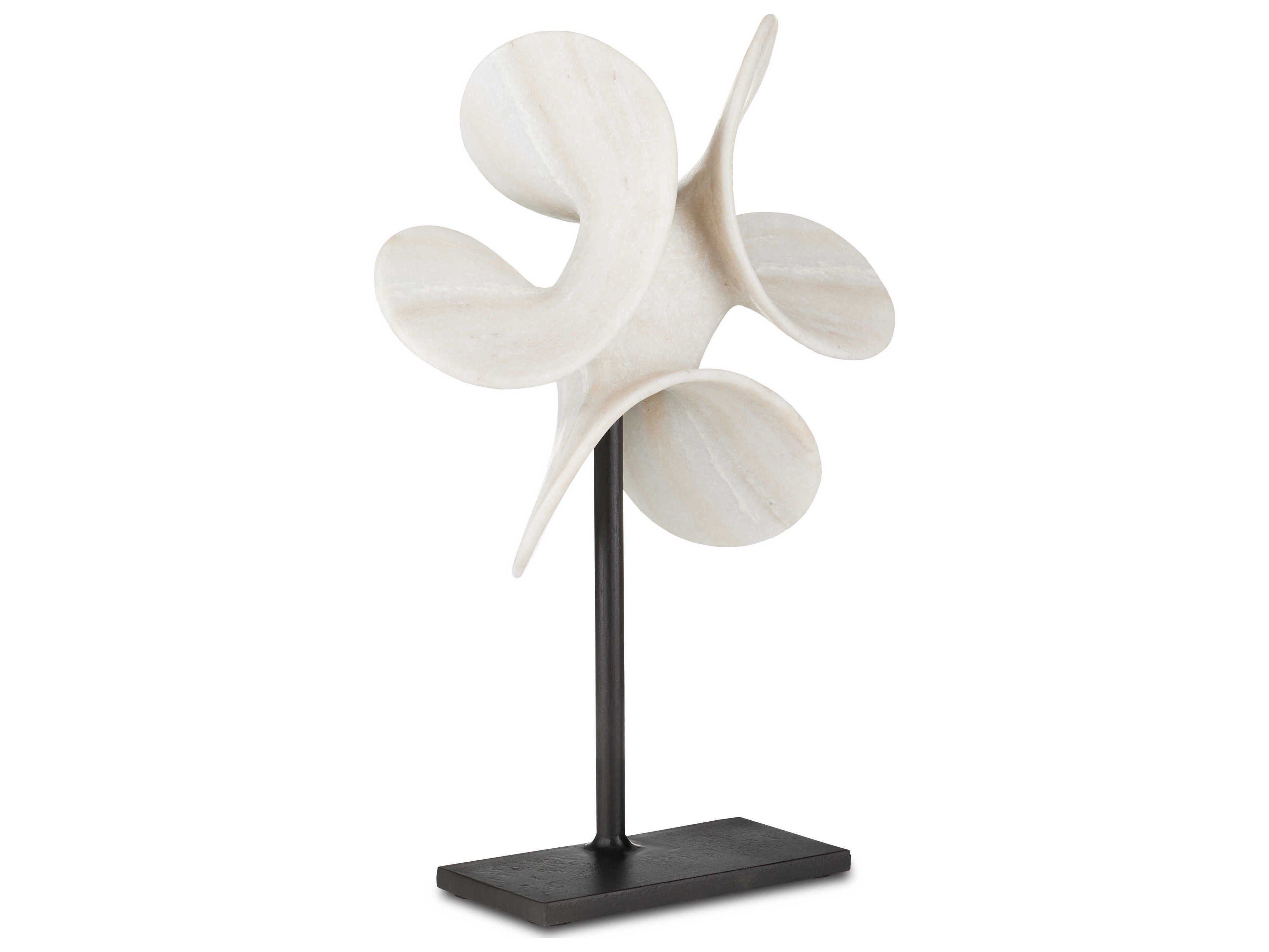 Currey & Company Natural / Black 19" High Helice Marble Ring Sculpture