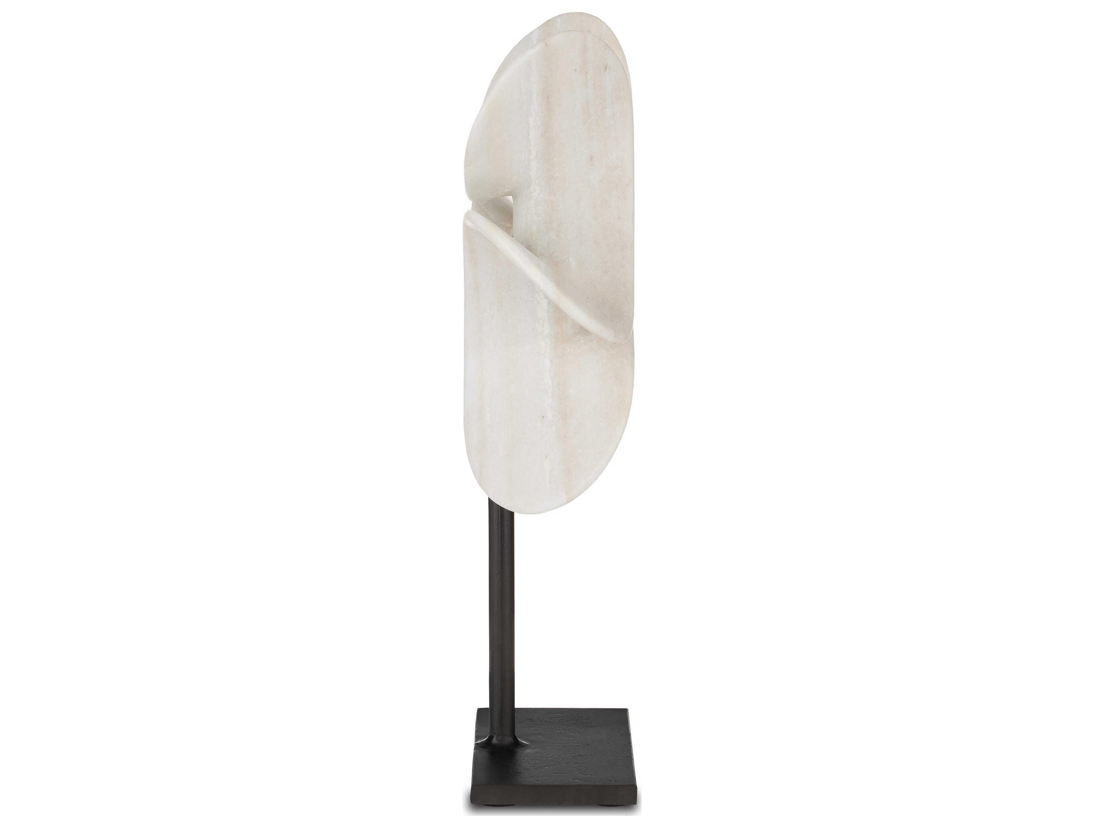 Currey & Company Natural / Black 19" High Helice Marble Ring Sculpture