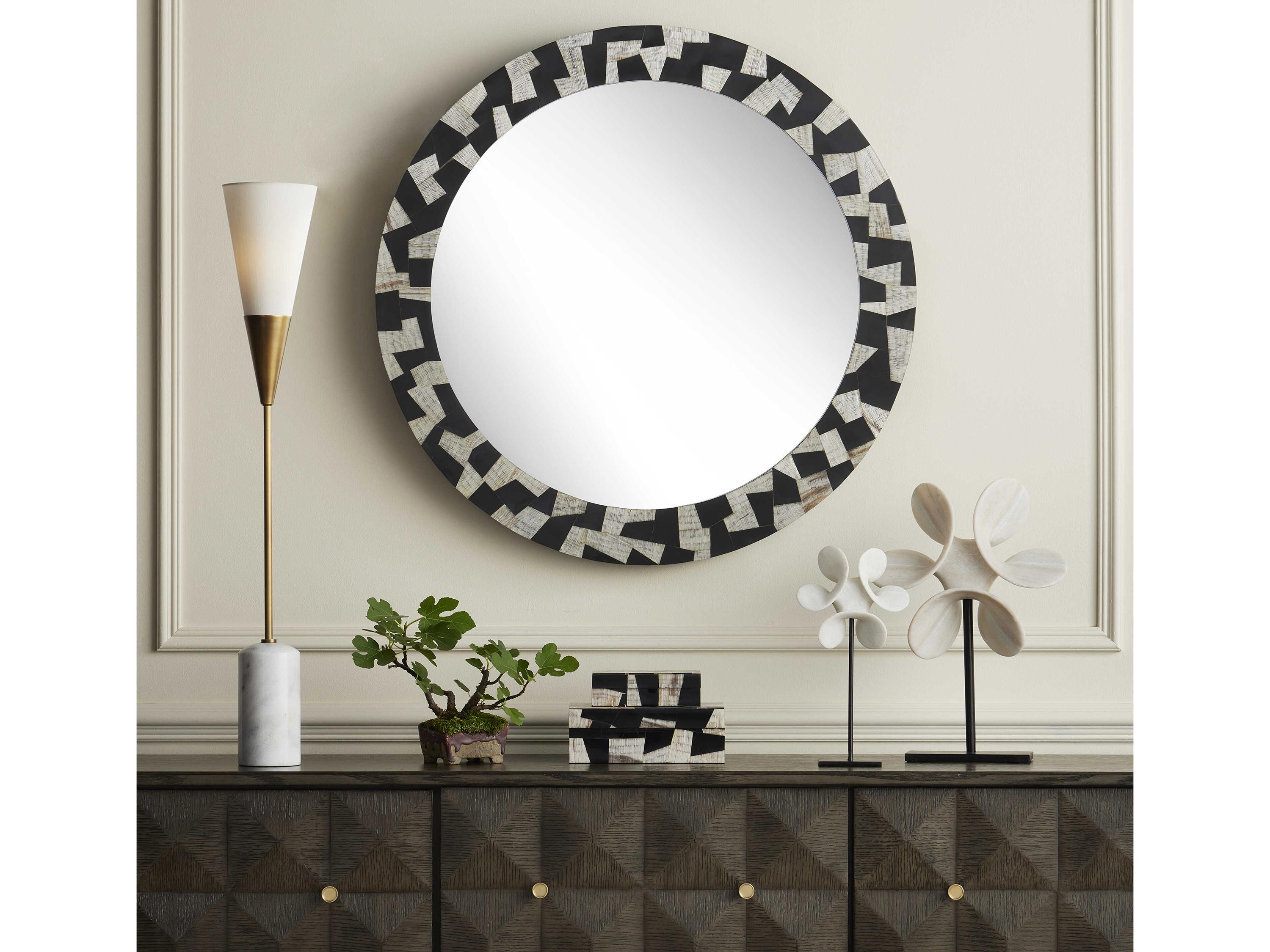 Currey & Company Natural / Black 19" High Helice Marble Ring Sculpture