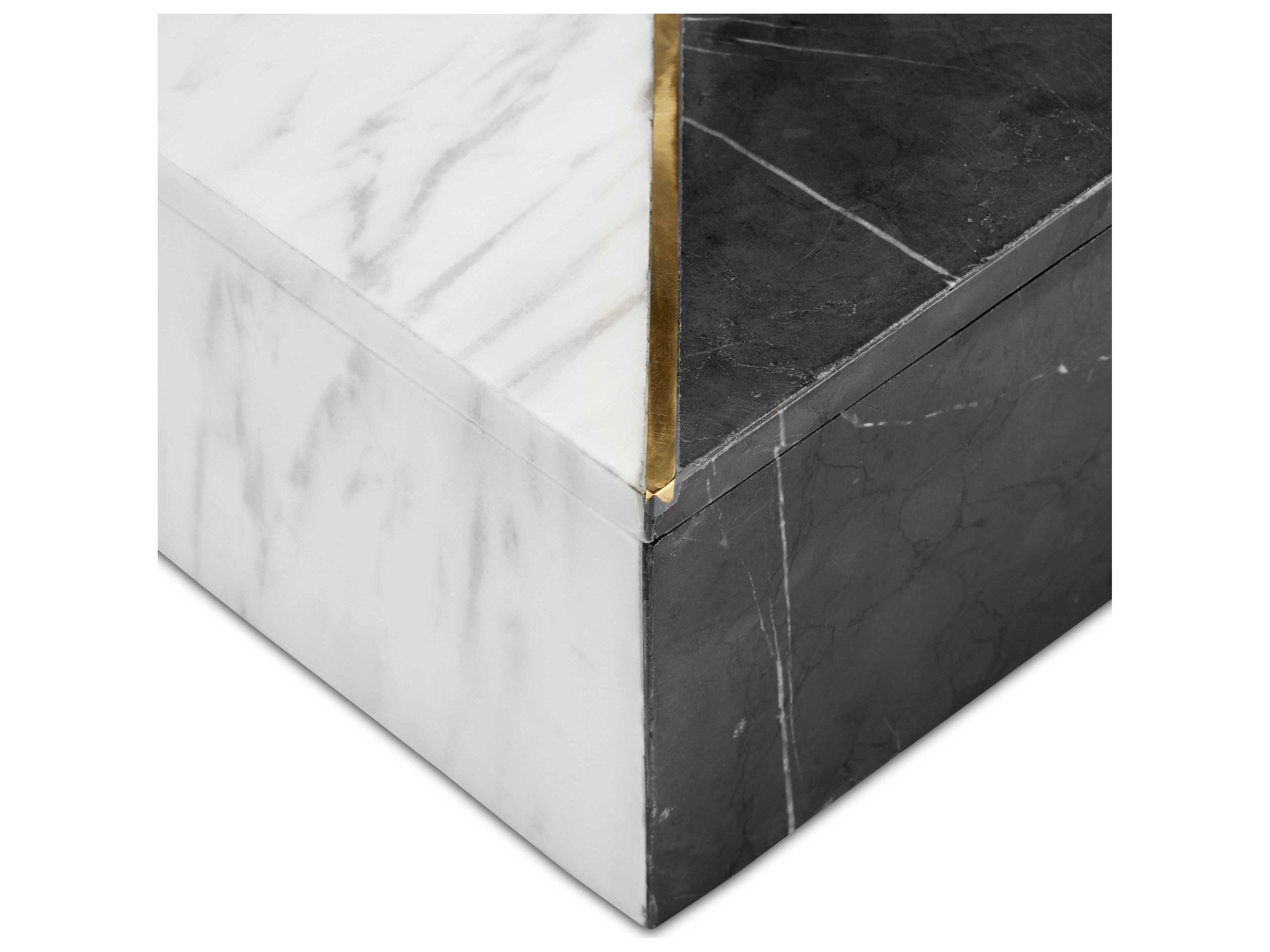 Currey & Company Deena White / Black / Brass Deena Marble Box