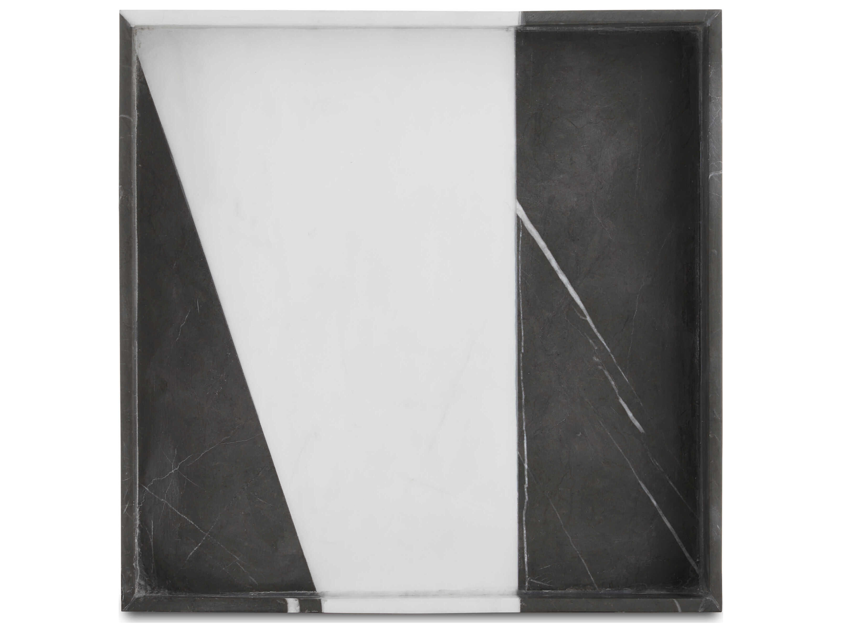 Currey & Company Sena Black / White Sena Marble Tray