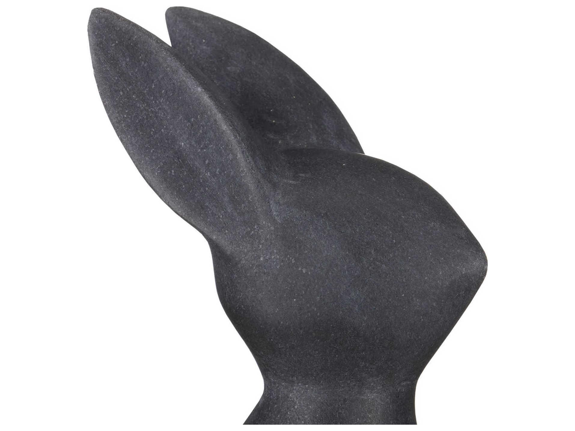 Currey & Company Black Marble Rabbit Sculpture