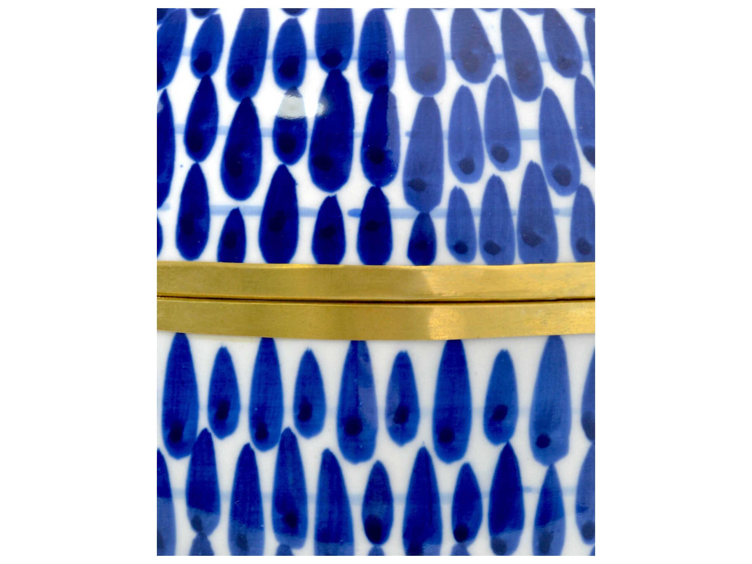 Currey & Company Blue White Brass Plavan Jar Set of 3