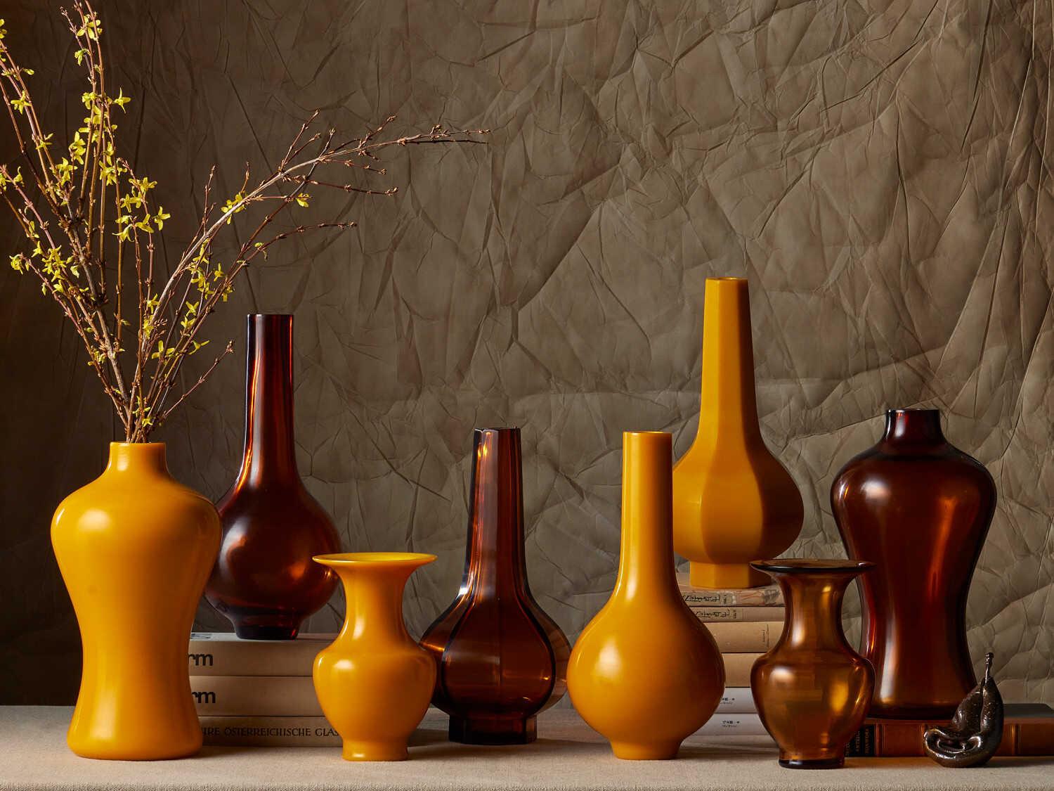 Currey & Company Imperial Amber Peking Long Neck Vase