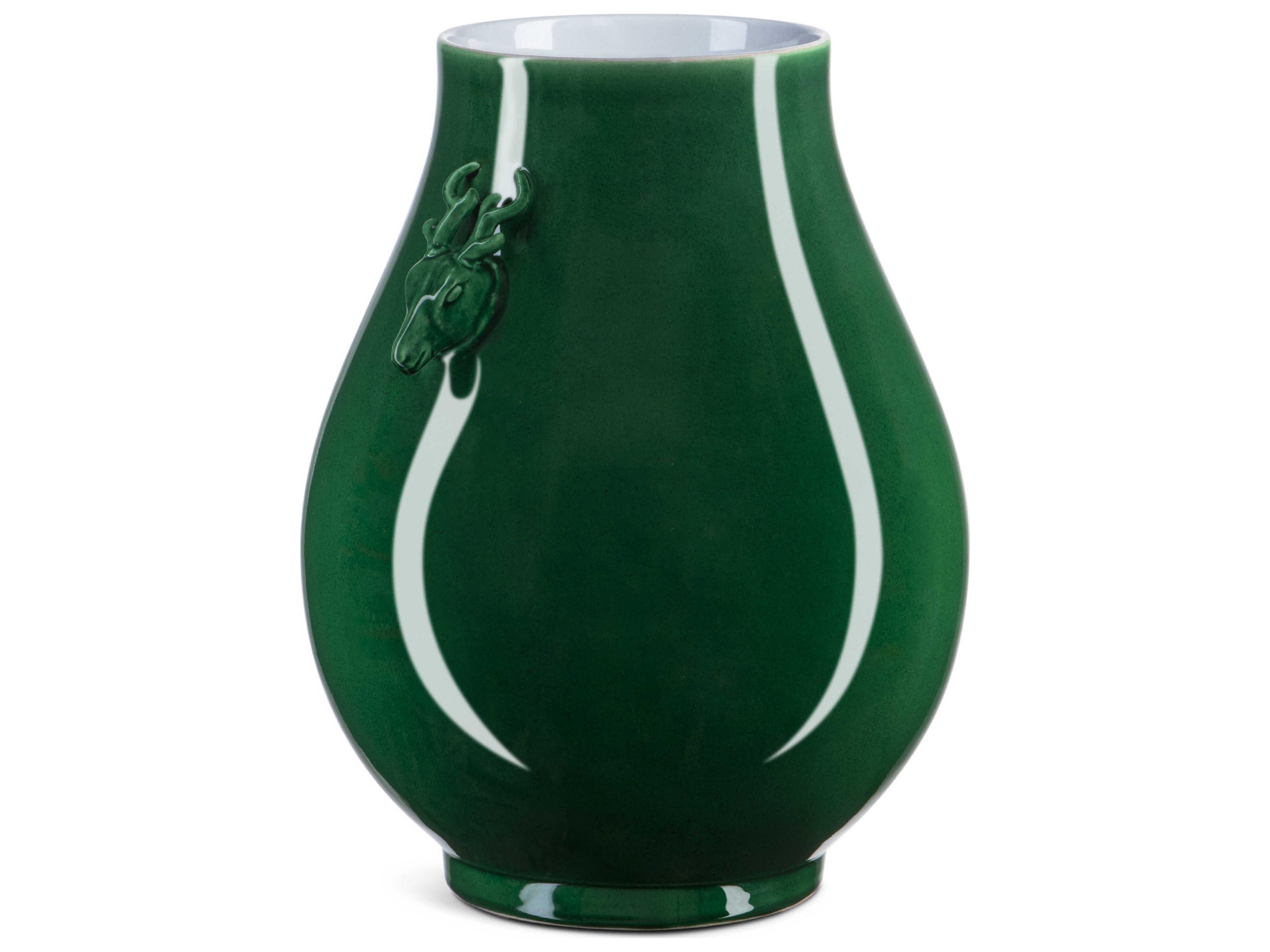 Currey & Company Imperial Green Deer Ears Vase