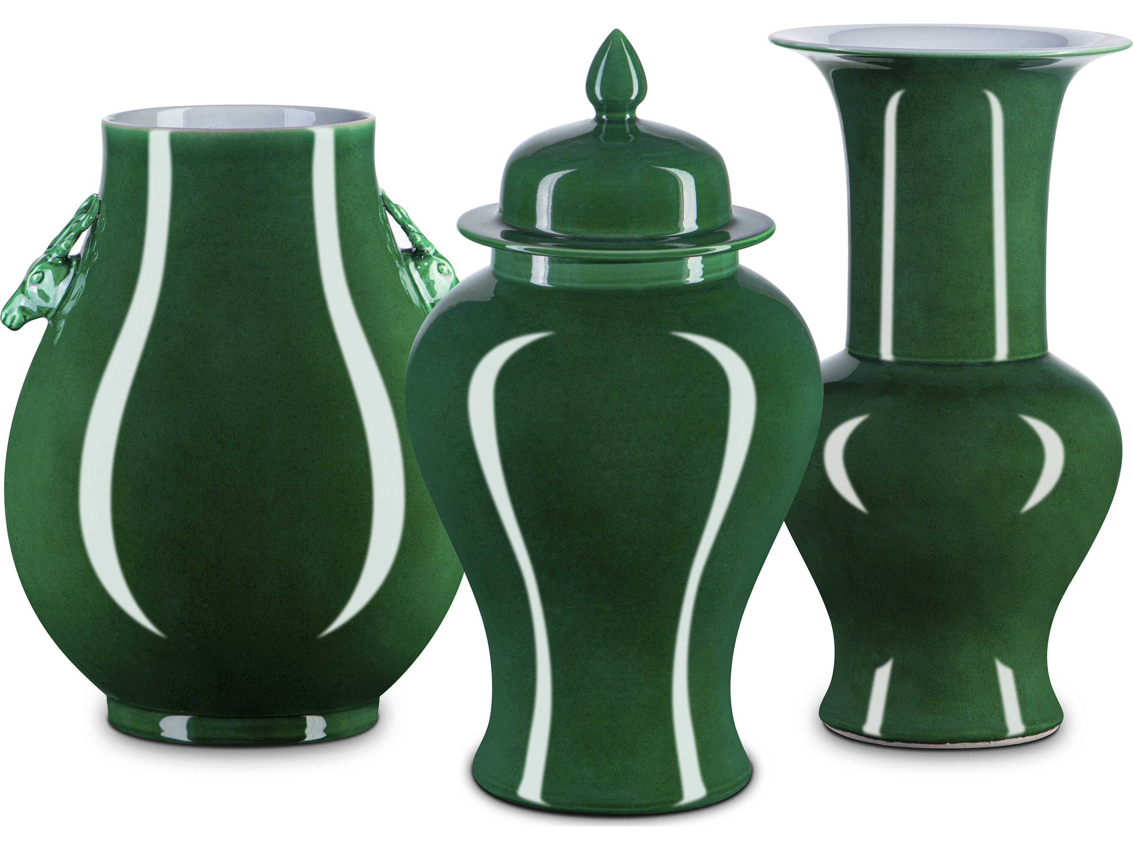 Currey & Company Imperial Green Deer Ears Vase