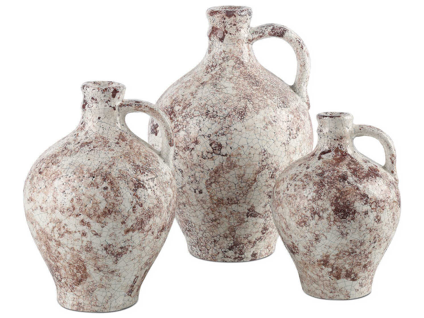 Currey & Company Brown / Off White Marne Demijohn Vase Set of 3