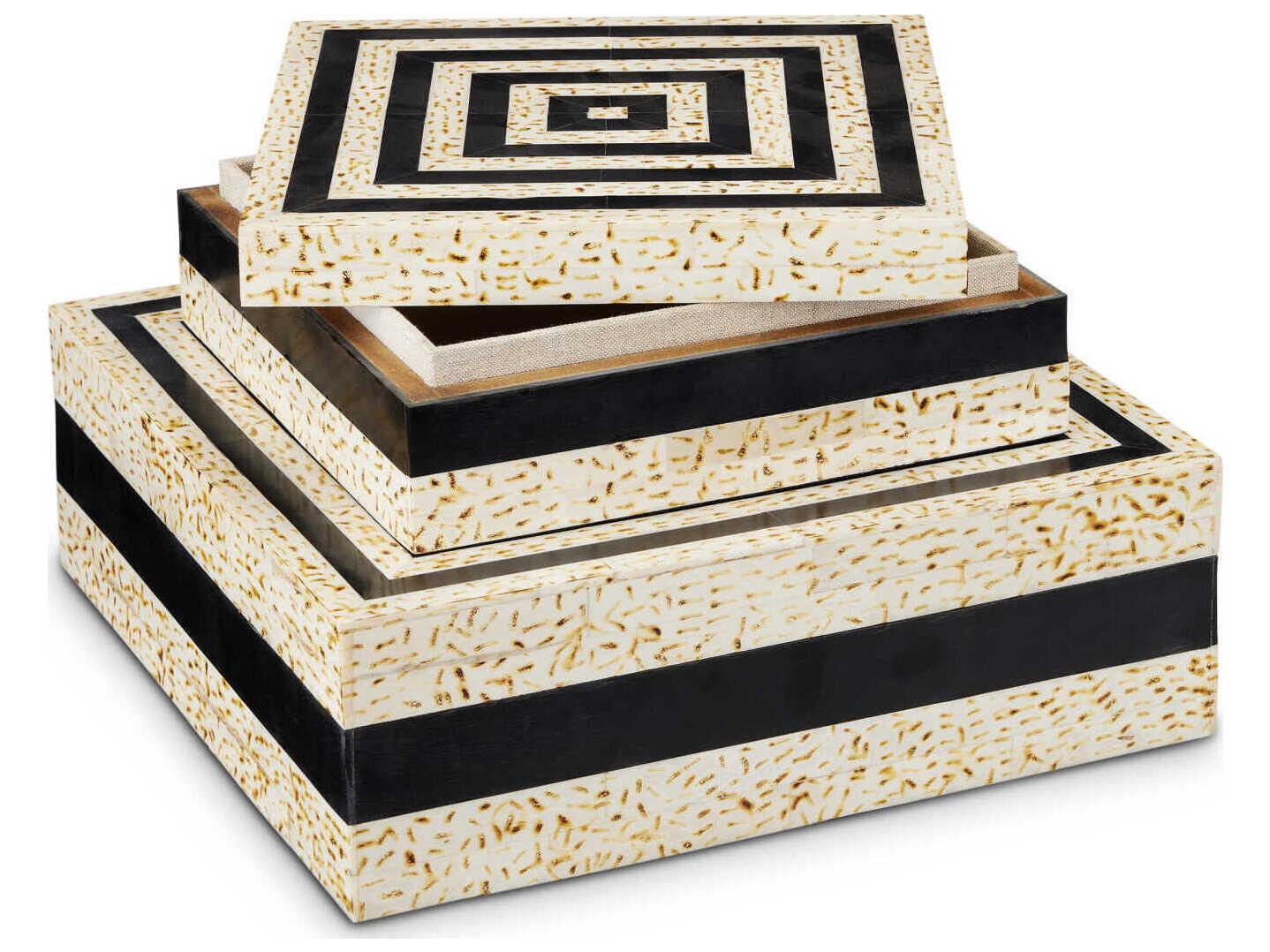 Currey & Company Taurus Natural / Black Storage Case Set of 2