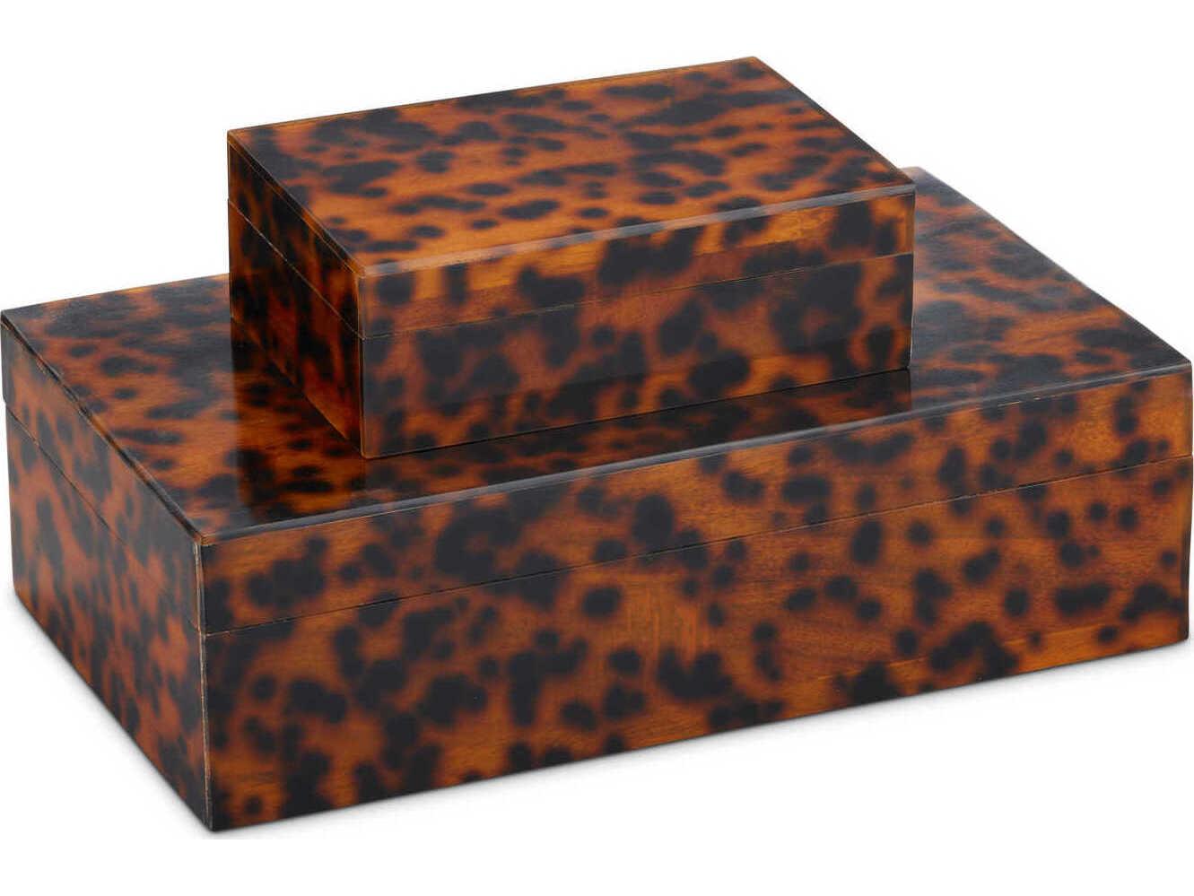 Currey & Company Faux Tortoise Brown / Black Storage Case Set of 2