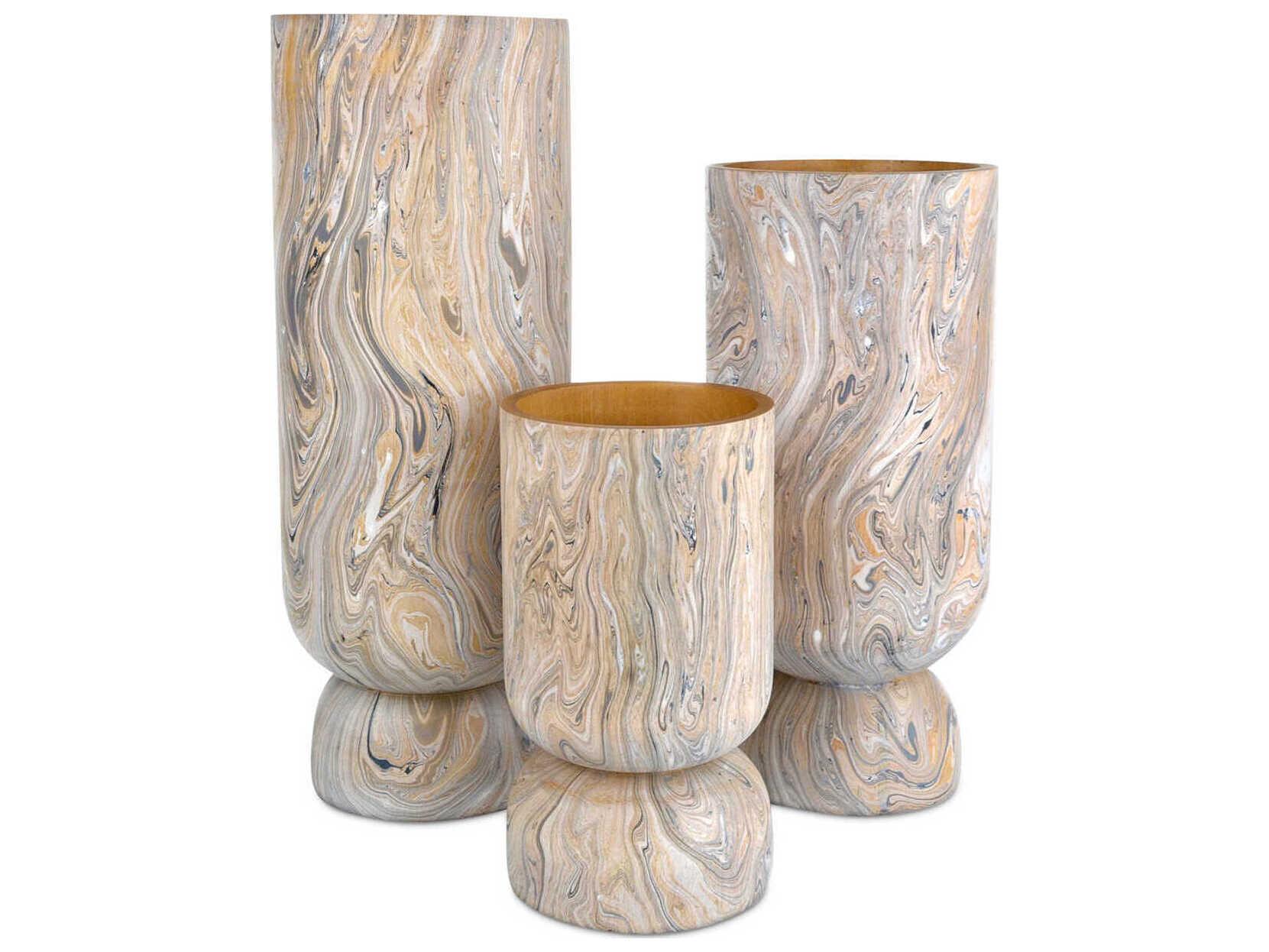 Currey & Company London Sky Dark Brown / Natural Vase Set of 3